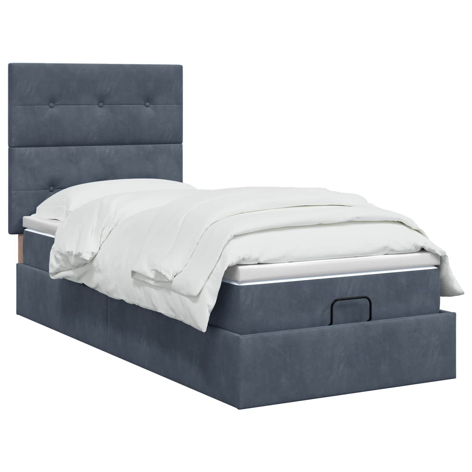 Lit coffre avec matelas et LED Gris foncé 90 x 190 cm Velours - XIOS
