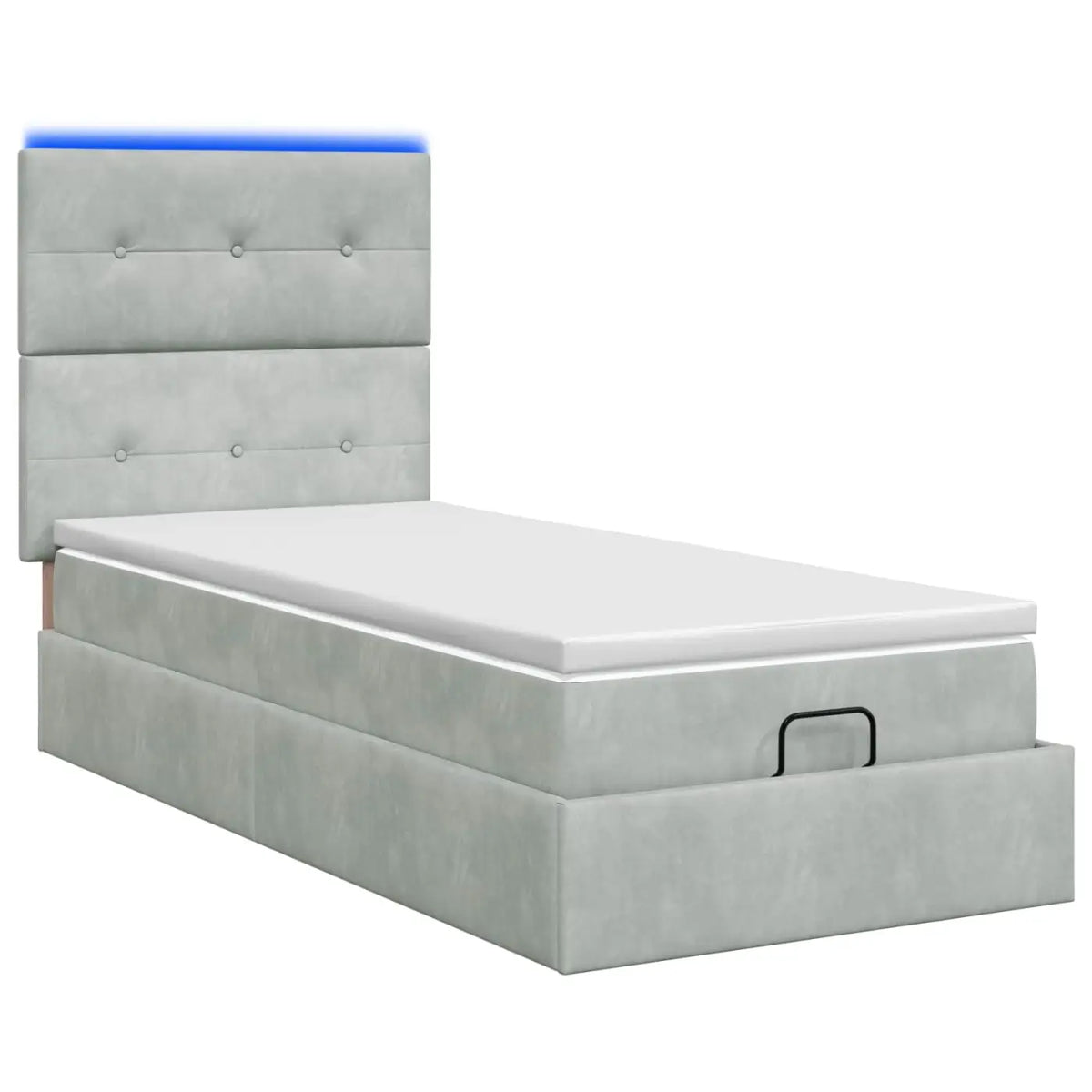 Lit coffre avec matelas et LED Gris clair 100 x 200 cm Velours - XIOS