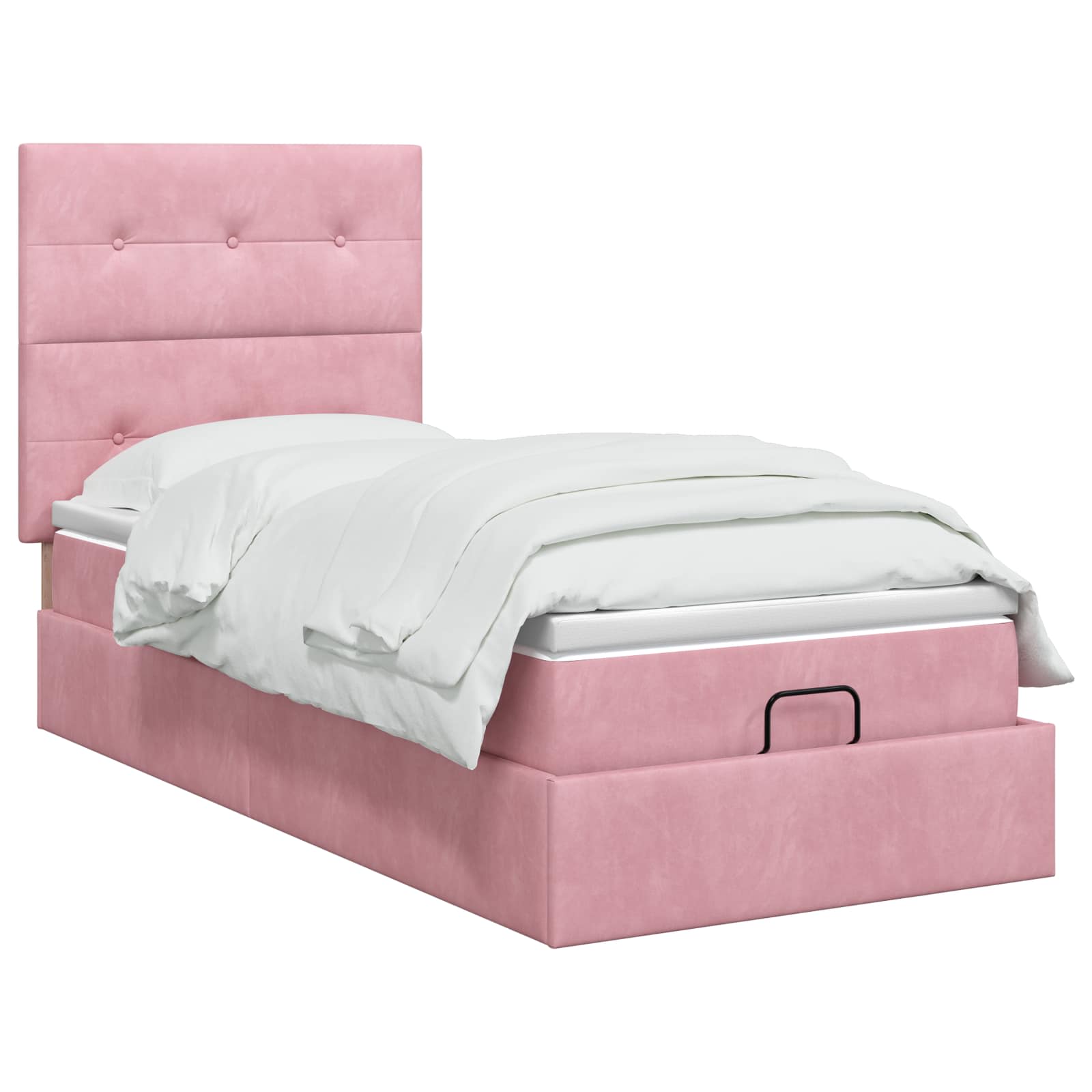 Lit coffre avec matelas et LED Rose 100 x 200 cm Velours - XIOS