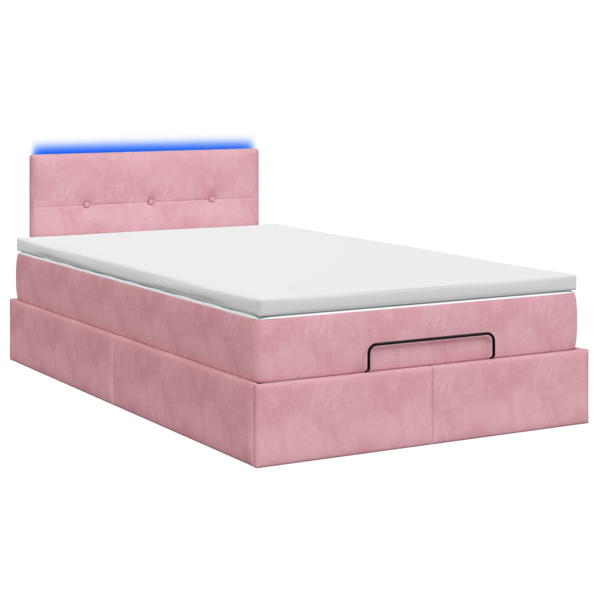 Lit coffre avec matelas et LED Rose 120 x 190 cm Velours