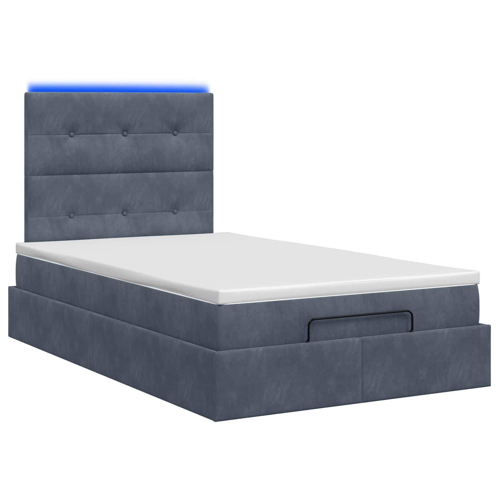 Lit coffre avec matelas et LED Gris foncé 120 x 200 cm Fløjl