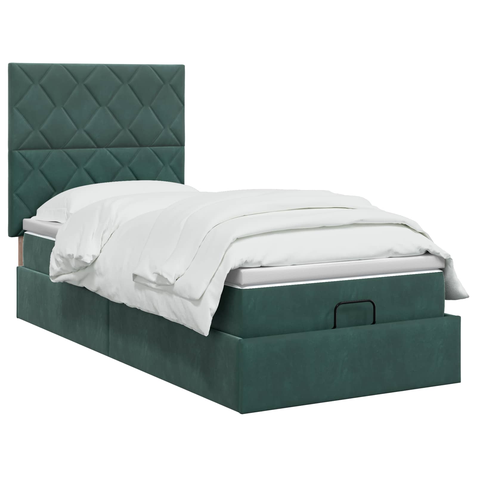 Lit coffre avec matelas et LED Vert foncé 90 x 190 cm Velours