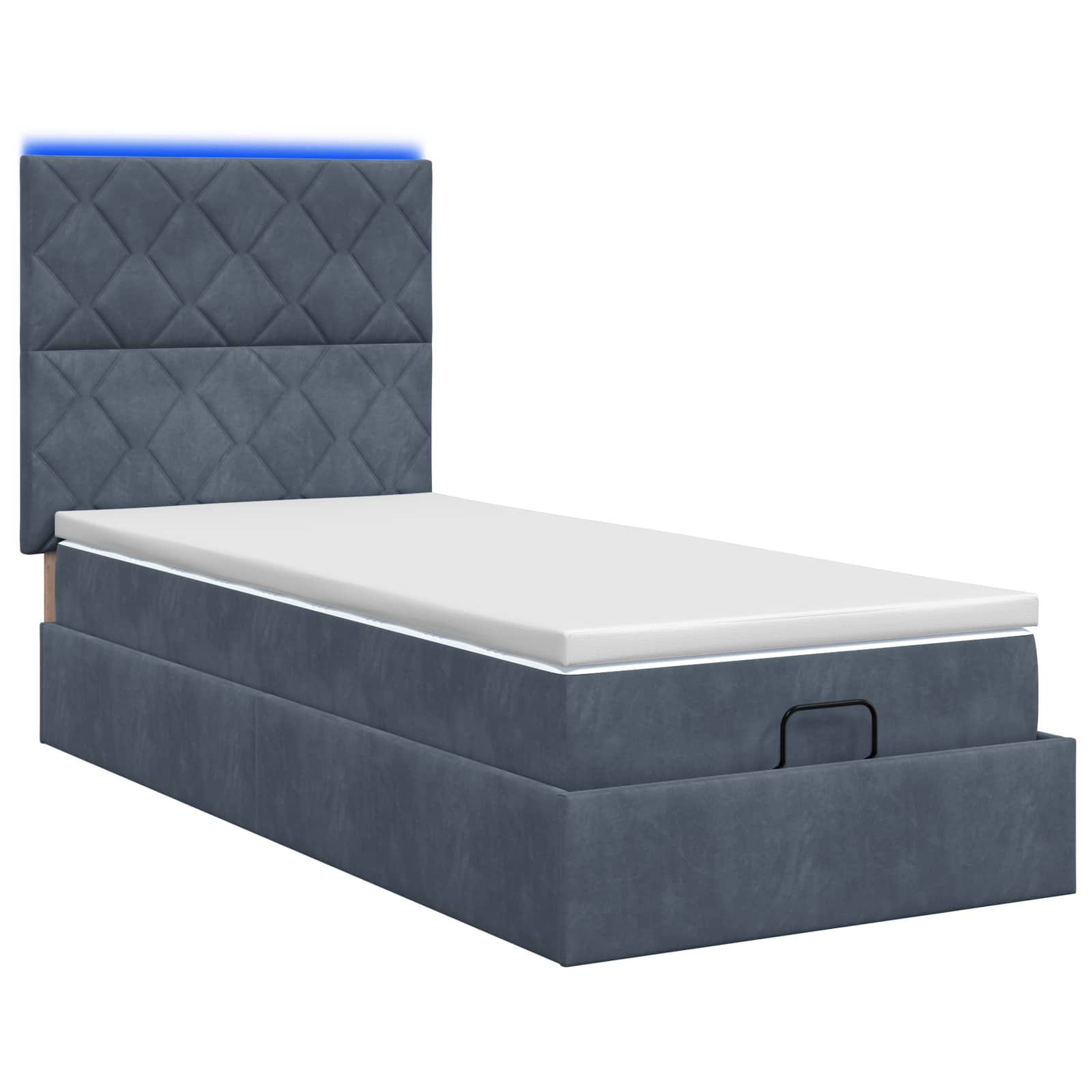 Lit coffre avec matelas et LED Gris foncé 90 x 200 cm Velours