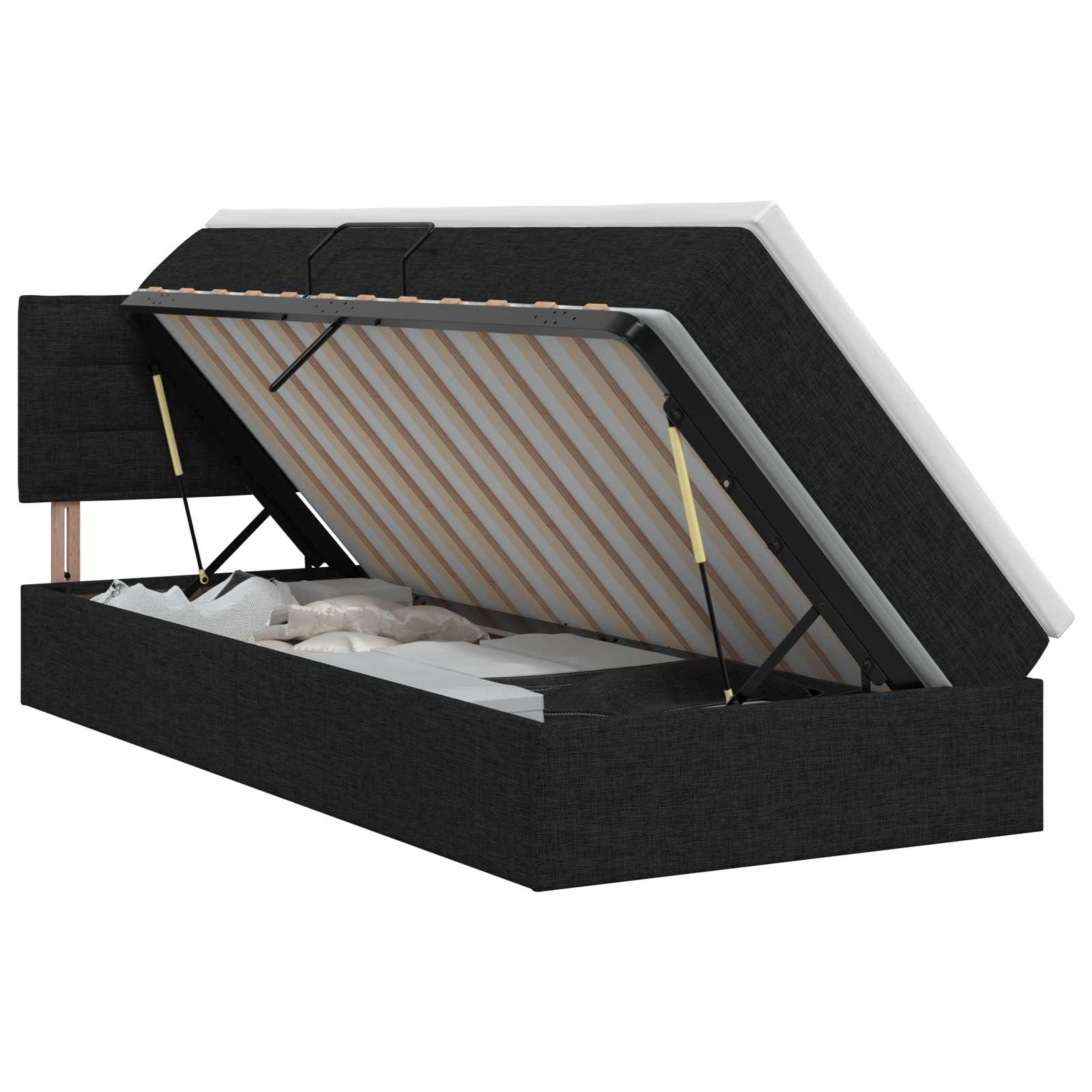 Lit avec rangement et matelas Noir 90 x 200 cm Velours