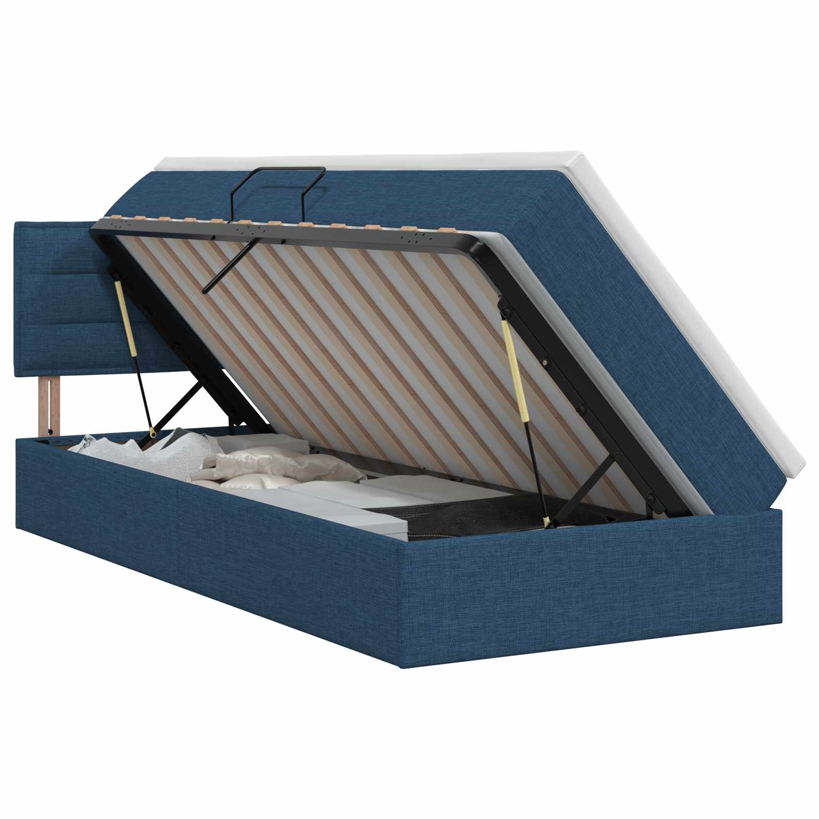 Lit avec rangement et matelas Bleu 100 x 200 cm Velours
