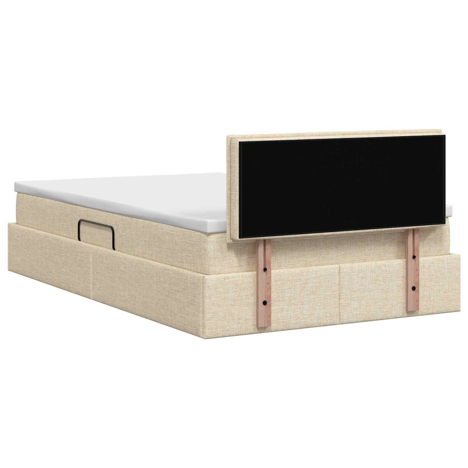 Lit avec rangement et matelas Crème 120 x 200 cm Velours