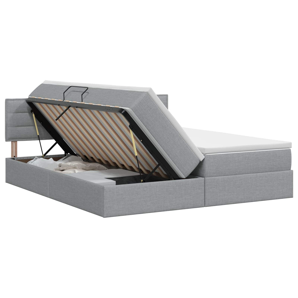 Lit avec rangement et matelas Gris clair 140 x 200 cm Velours