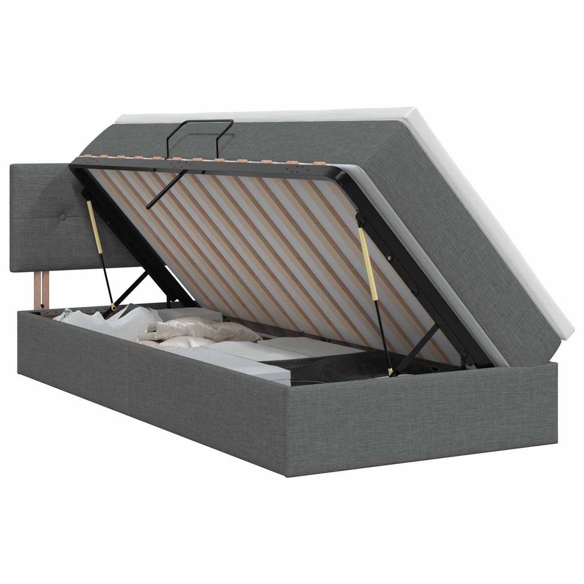 Lit avec rangement et matelas Gris foncé 90 x 200 cm Velours