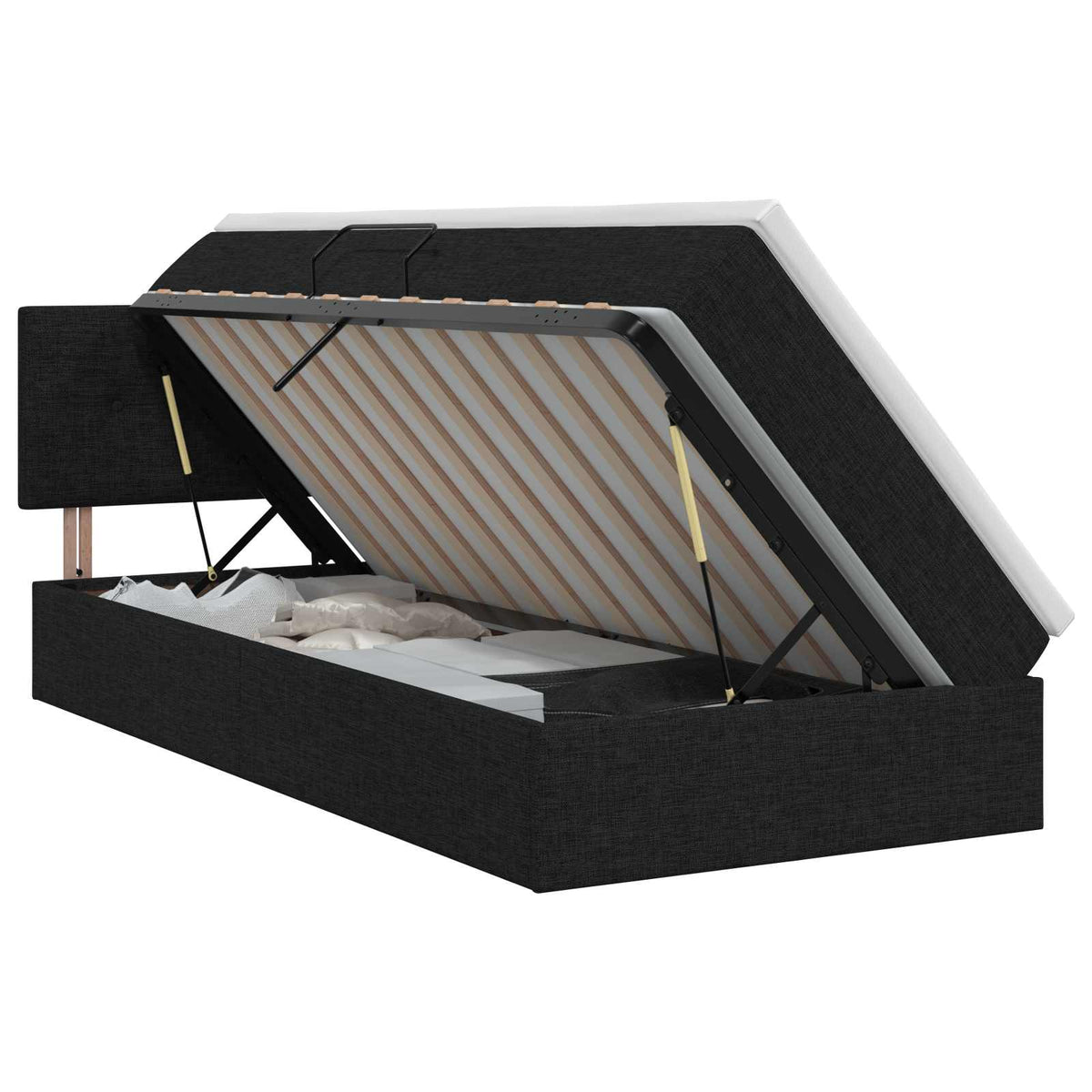 Lit avec rangement et matelas Noir 90 x 200 cm Velours