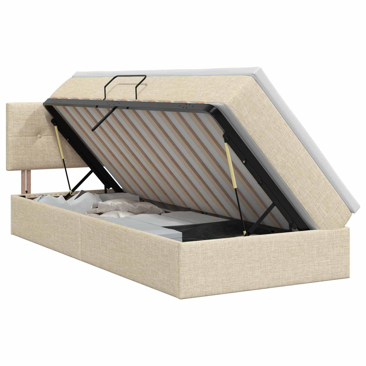 Lit avec rangement et matelas Crème 90 x 200 cm Velours