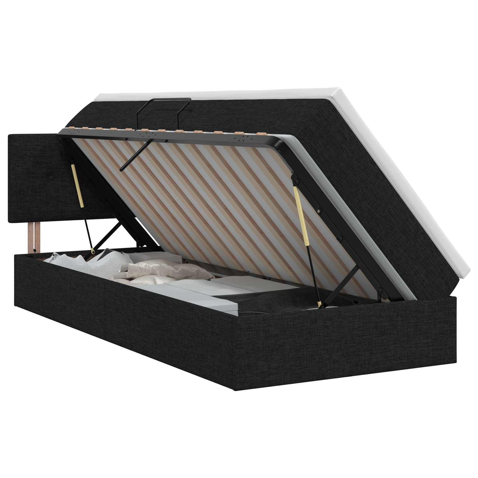 Lit avec rangement et matelas Noir 100 x 200 cm Velours