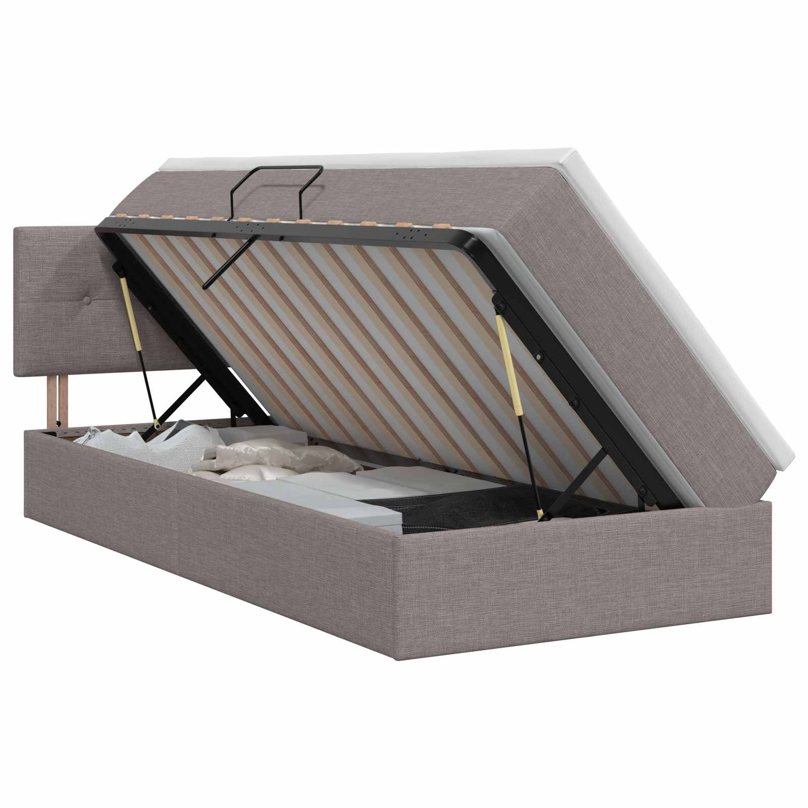 Lit avec rangement et matelas Taupe 100 x 200 cm Velours