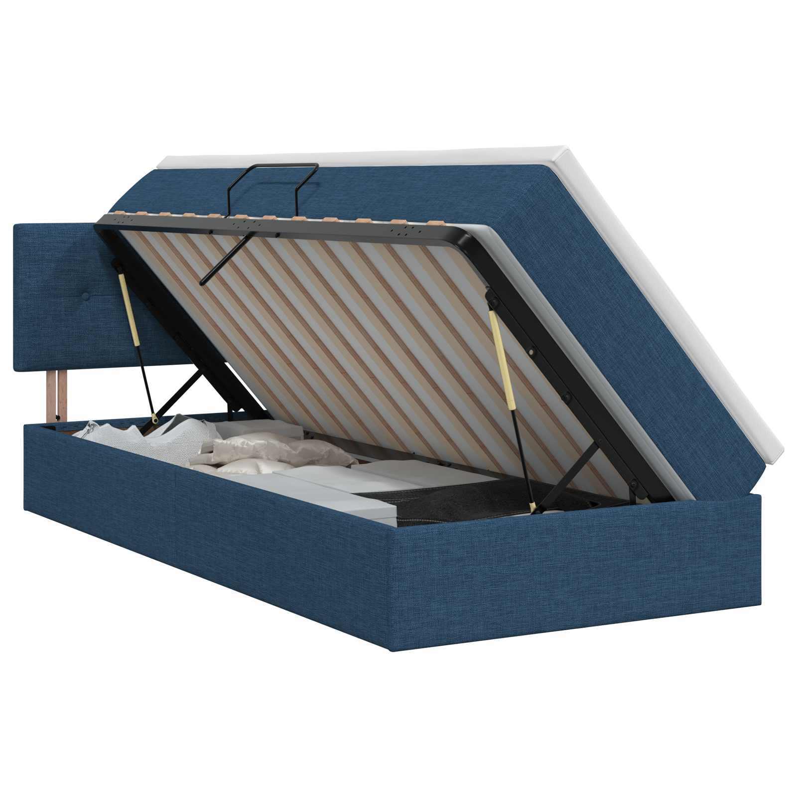 Lit avec rangement et matelas Bleu 100 x 200 cm Velours