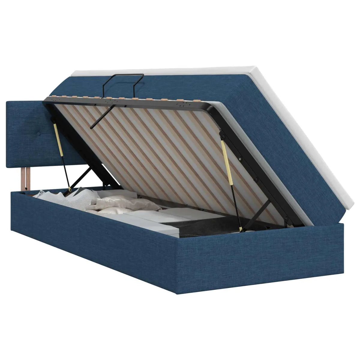 Lit avec rangement et matelas Bleu 100 x 200 cm Velours - XIOS
