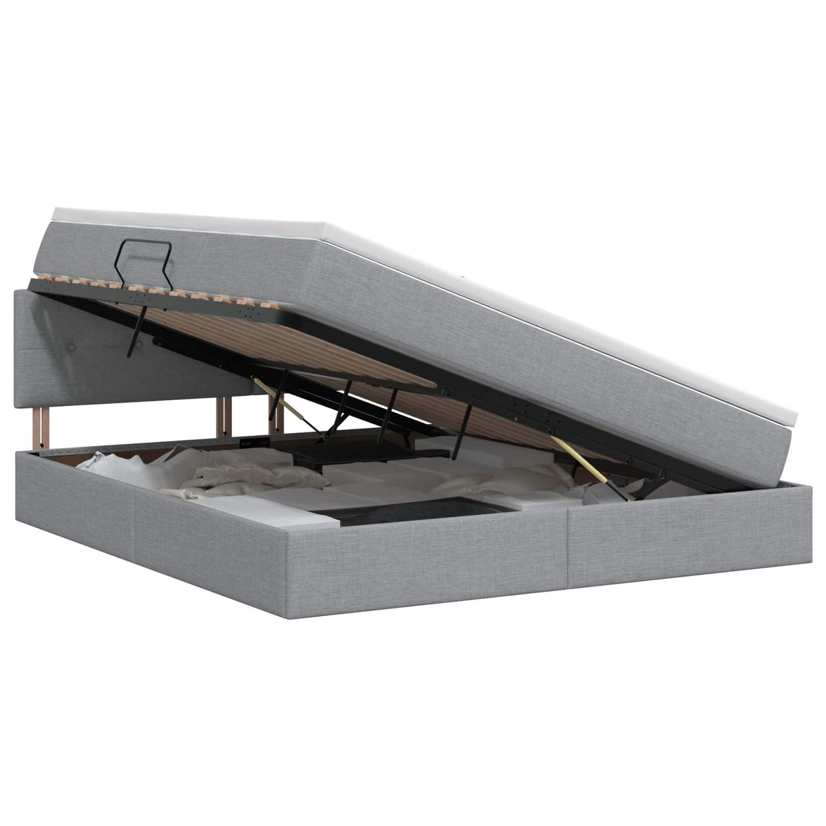 Lit avec rangement et matelas Gris clair 140 x 190 cm Velours