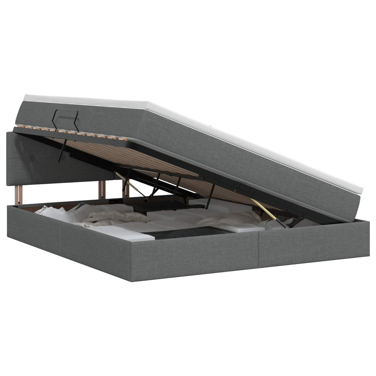Lit avec rangement et matelas Gris foncé 160 x 200 cm Velours