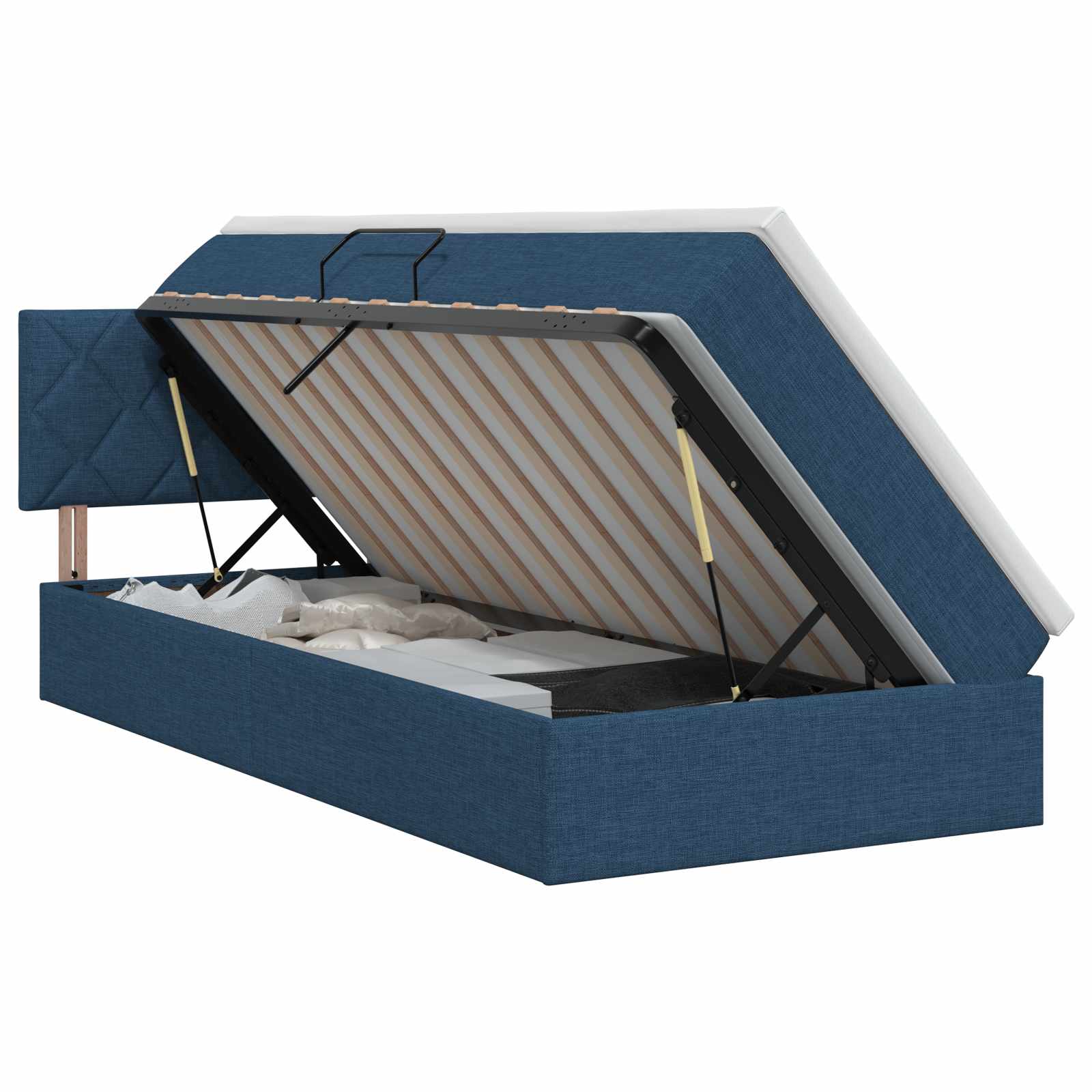 Lit avec rangement et matelas Bleu 90 x 200 cm Velours
