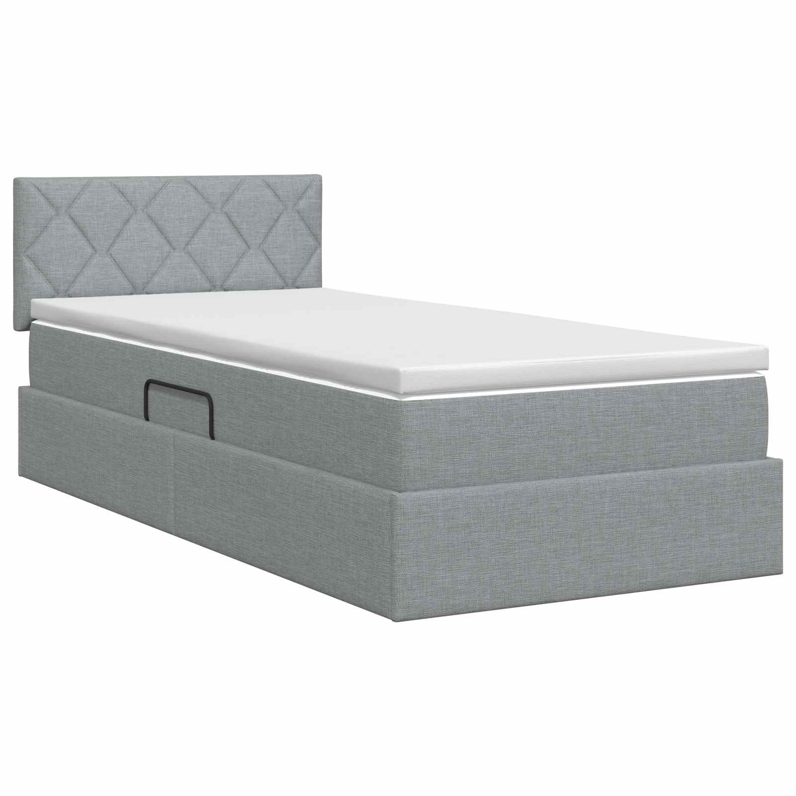 Lit avec rangement et matelas Gris clair 100 x 200 cm Velours