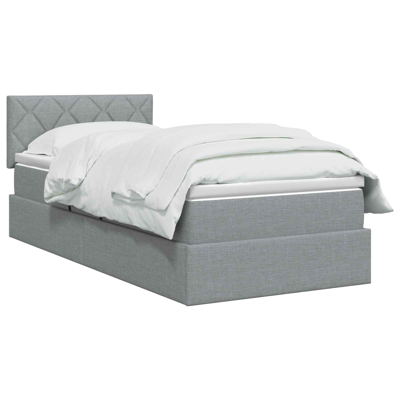 Lit avec rangement et matelas Gris clair 100 x 200 cm Velours