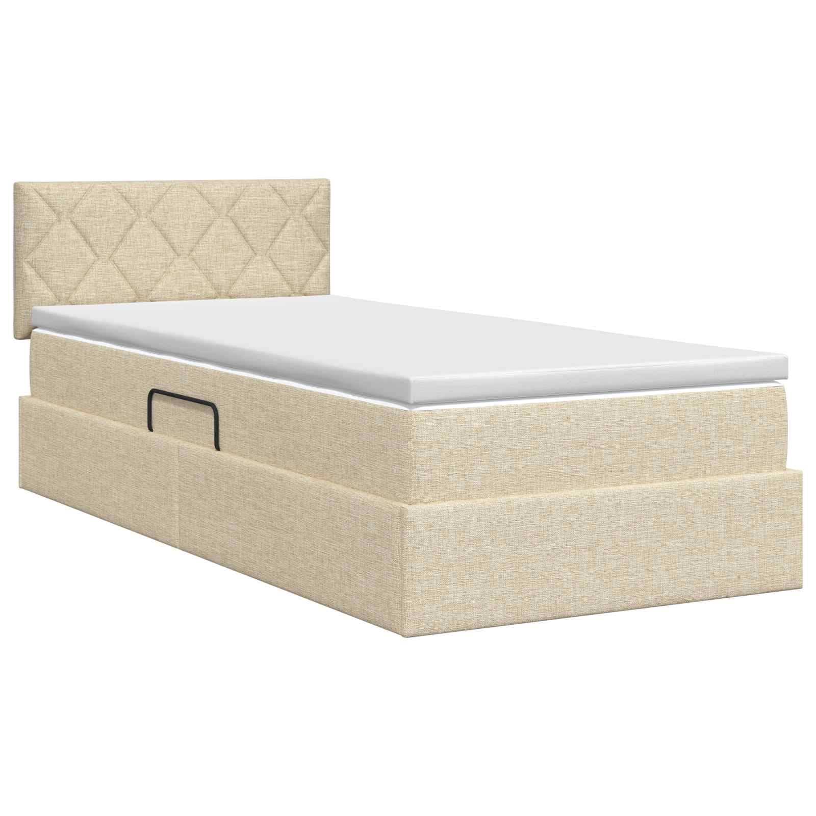 Lit avec rangement et matelas Crème 100 x 200 cm Velours
