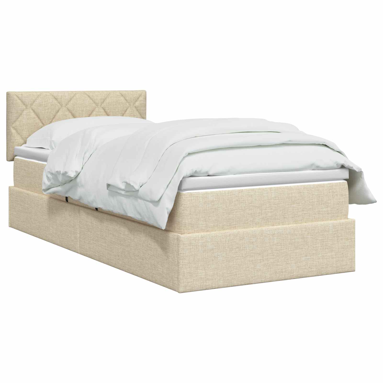 Lit avec rangement et matelas Crème 100 x 200 cm Velours