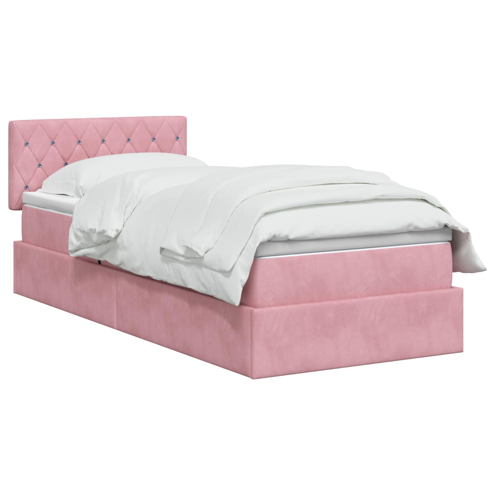 Lit de Rangement avec tête de lit Rose 100 x 200 cm Velours