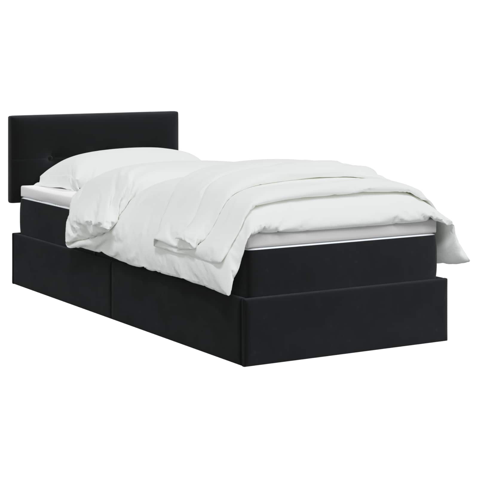 Lit de Rangement avec tête de lit Noir 90 x 200 cm Velours - XIOS