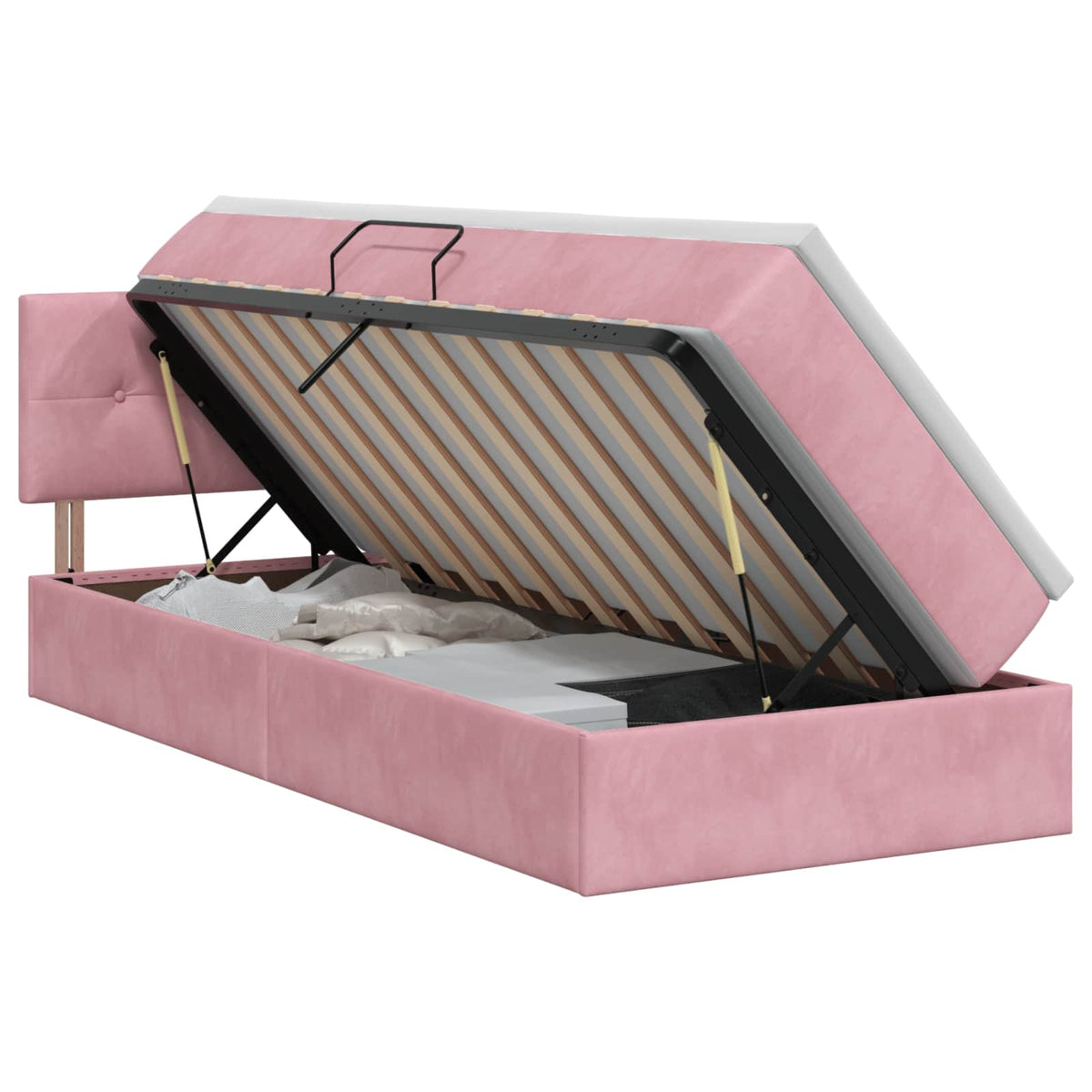 Lit de Rangement avec tête de lit Rose 90 x 200 cm Velours