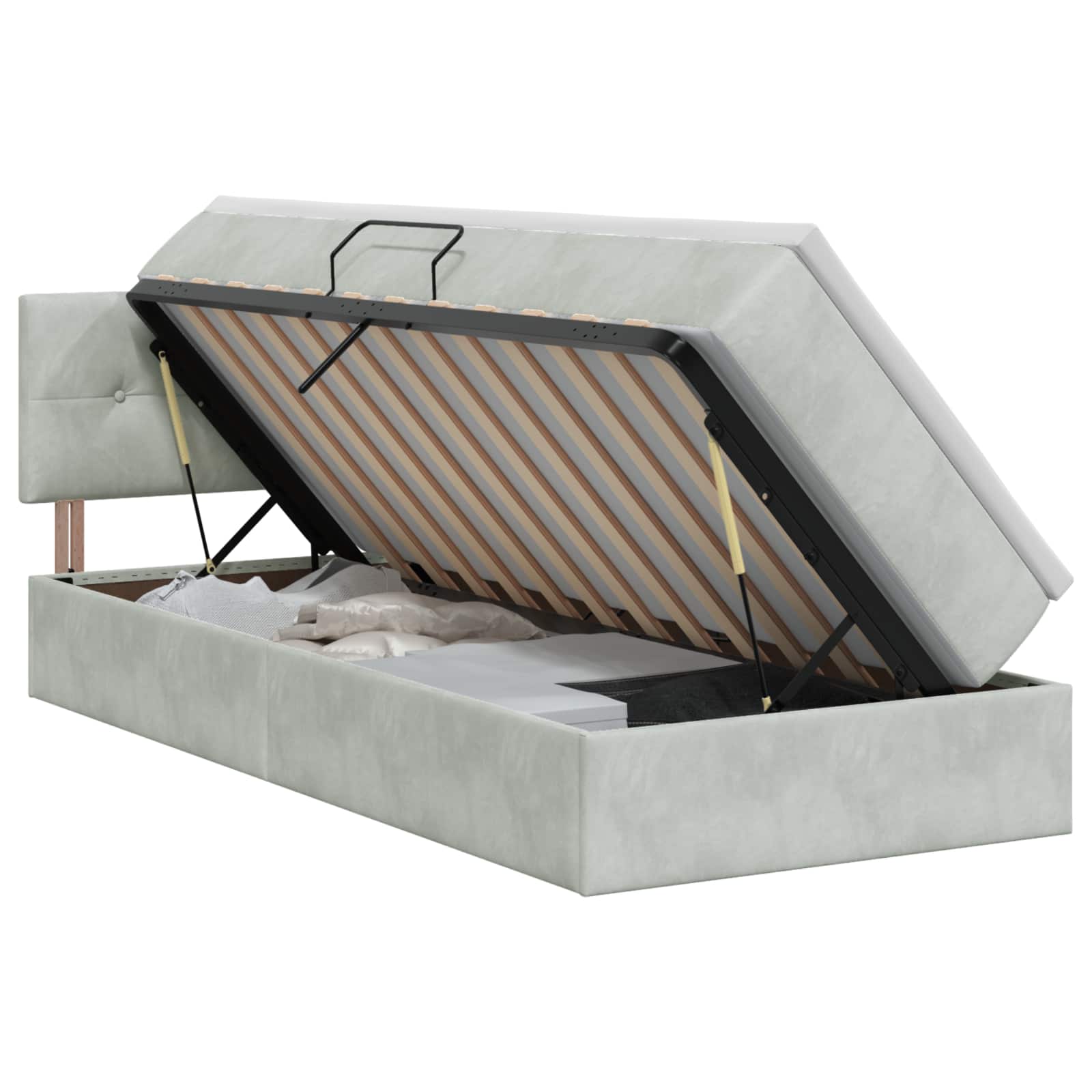 Lit de Rangement Gris clair 100 x 200 cm Velours - XIOS