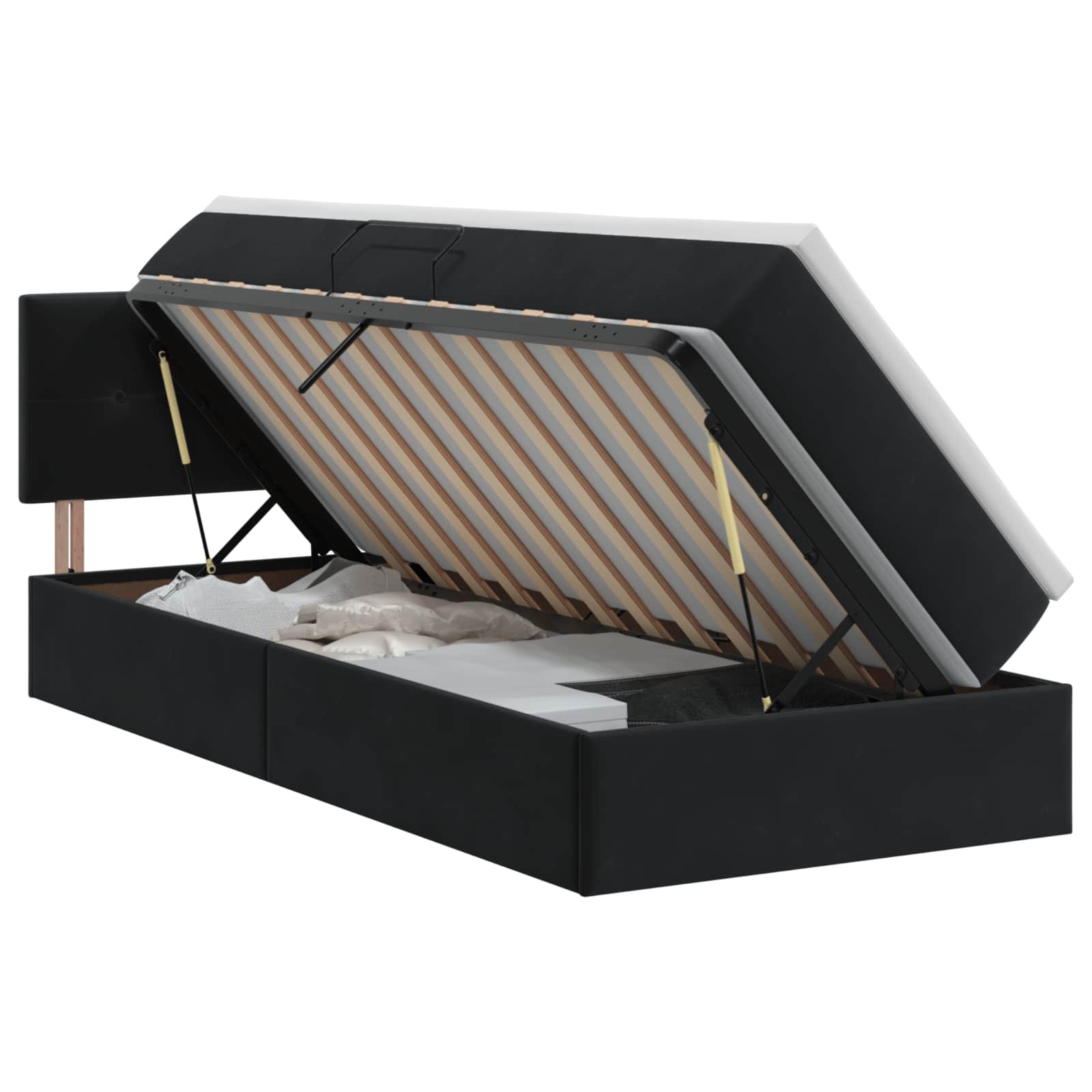 Lit de Rangement avec tête de lit Noir 100 x 200 cm Velours - XIOS
