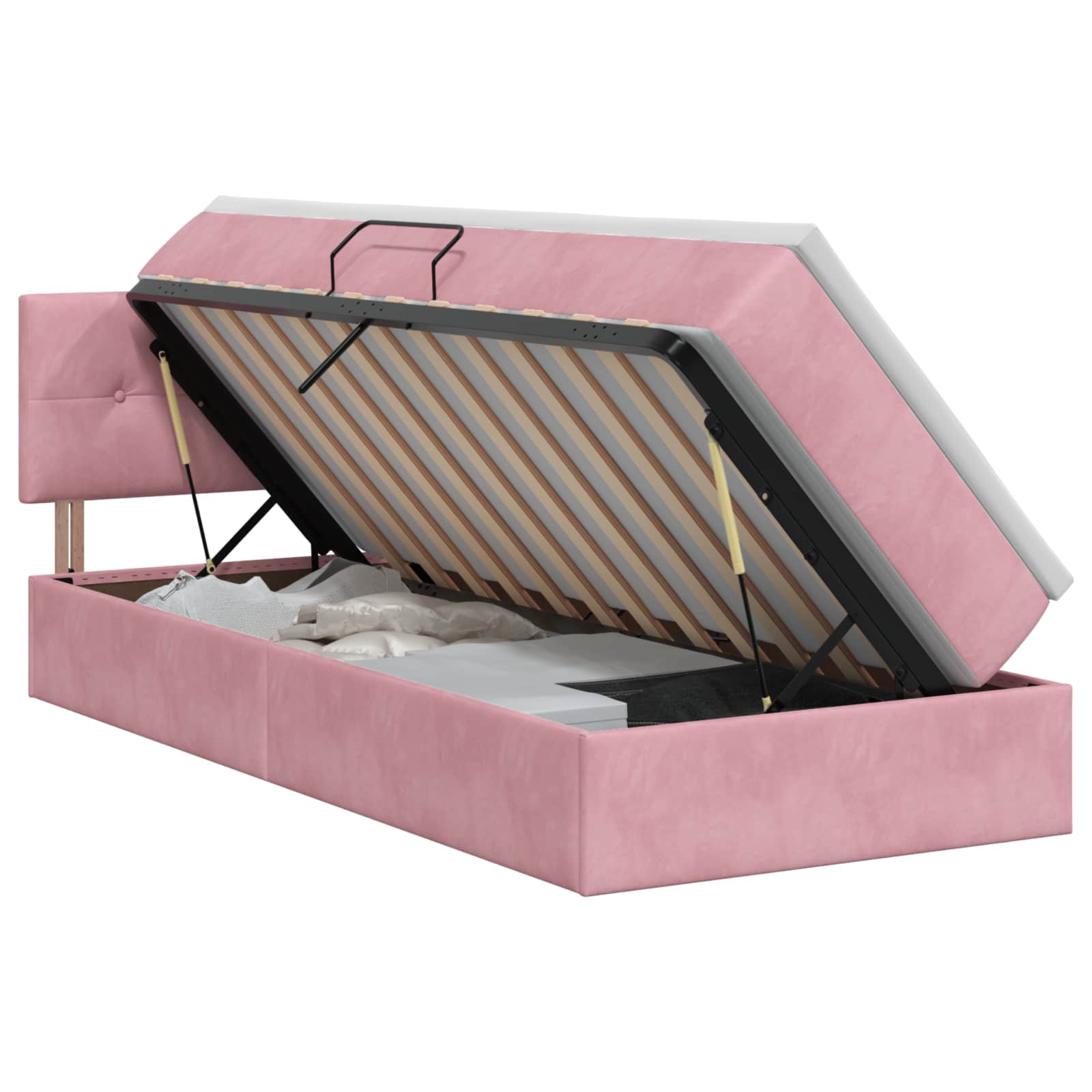 Lit de Rangement avec tête de lit Rose 100 x 200 cm Velours