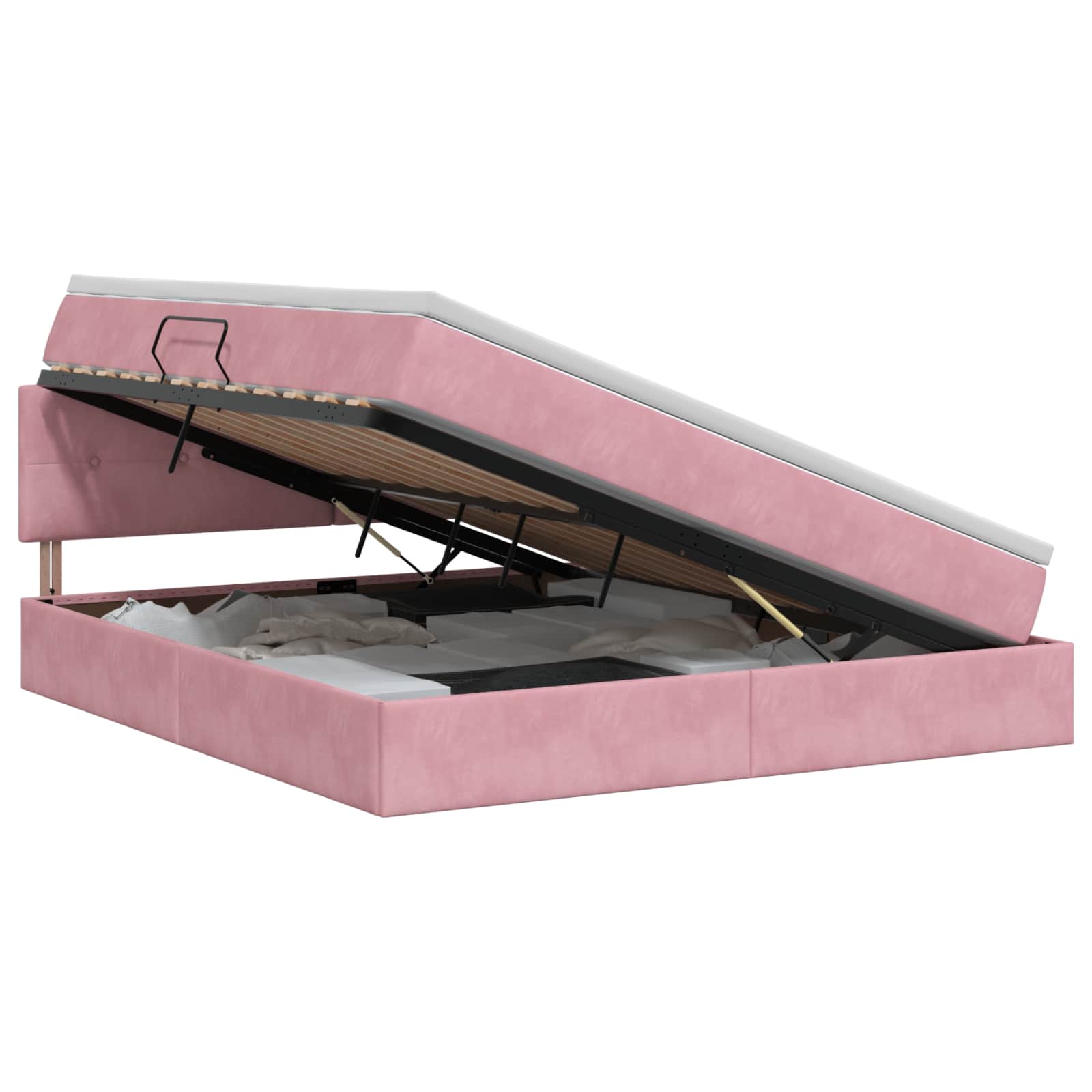 Lit de Rangement avec tête de lit Rose 140 x 200 cm Velours