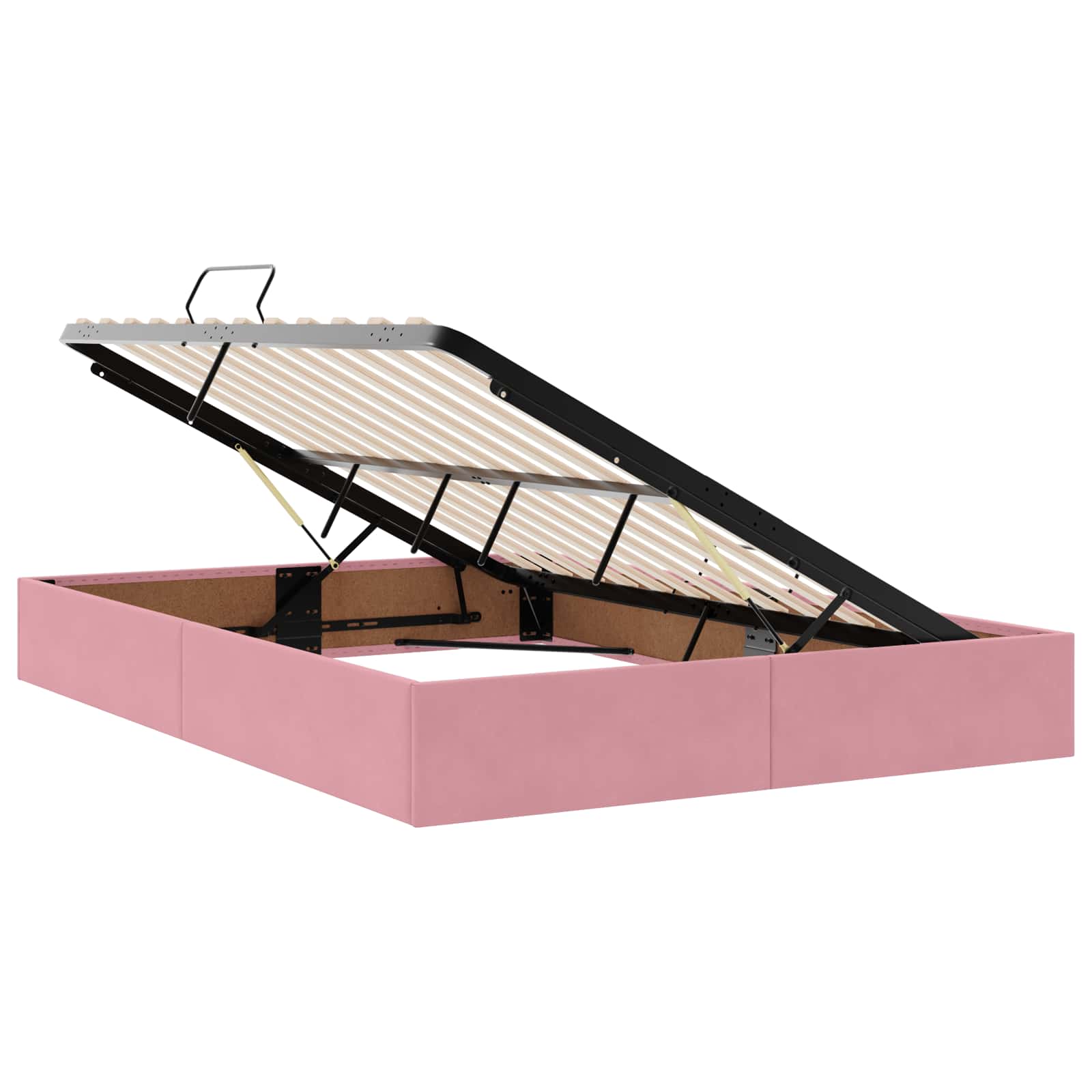 Lit de Rangement avec tête de lit Rose 140 x 200 cm Velours