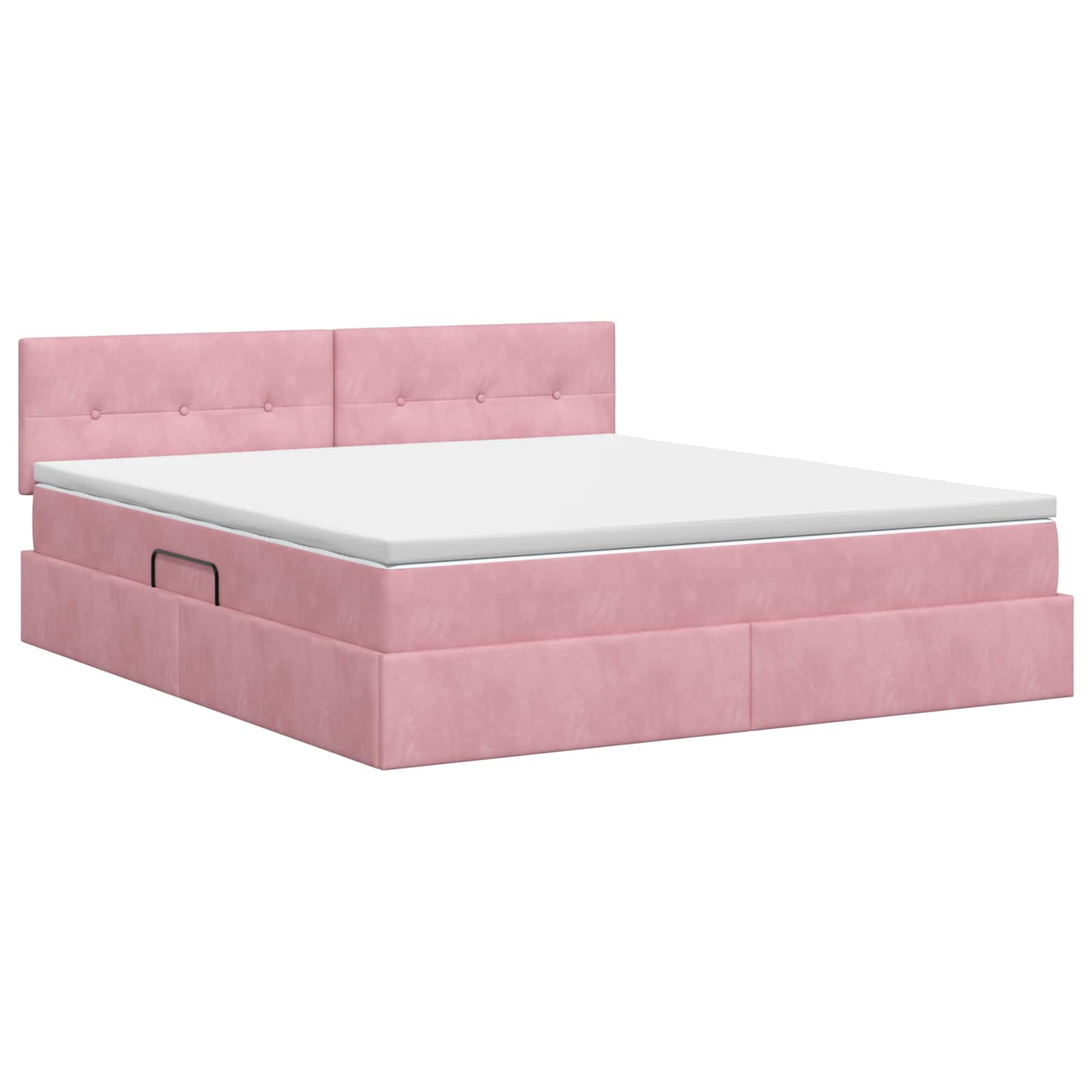 Lit de Rangement avec tête de lit Rose 140 x 200 cm Velours
