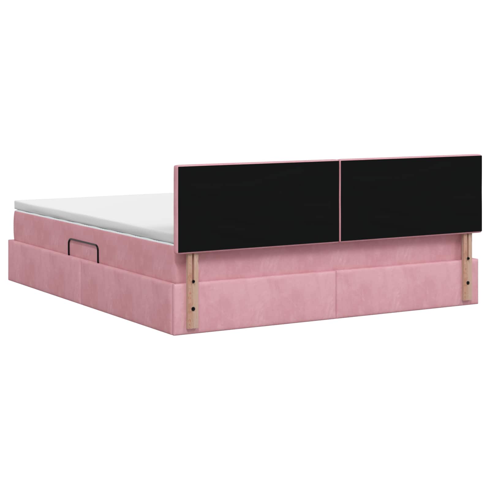 Lit de Rangement avec tête de lit Rose 140 x 200 cm Velours