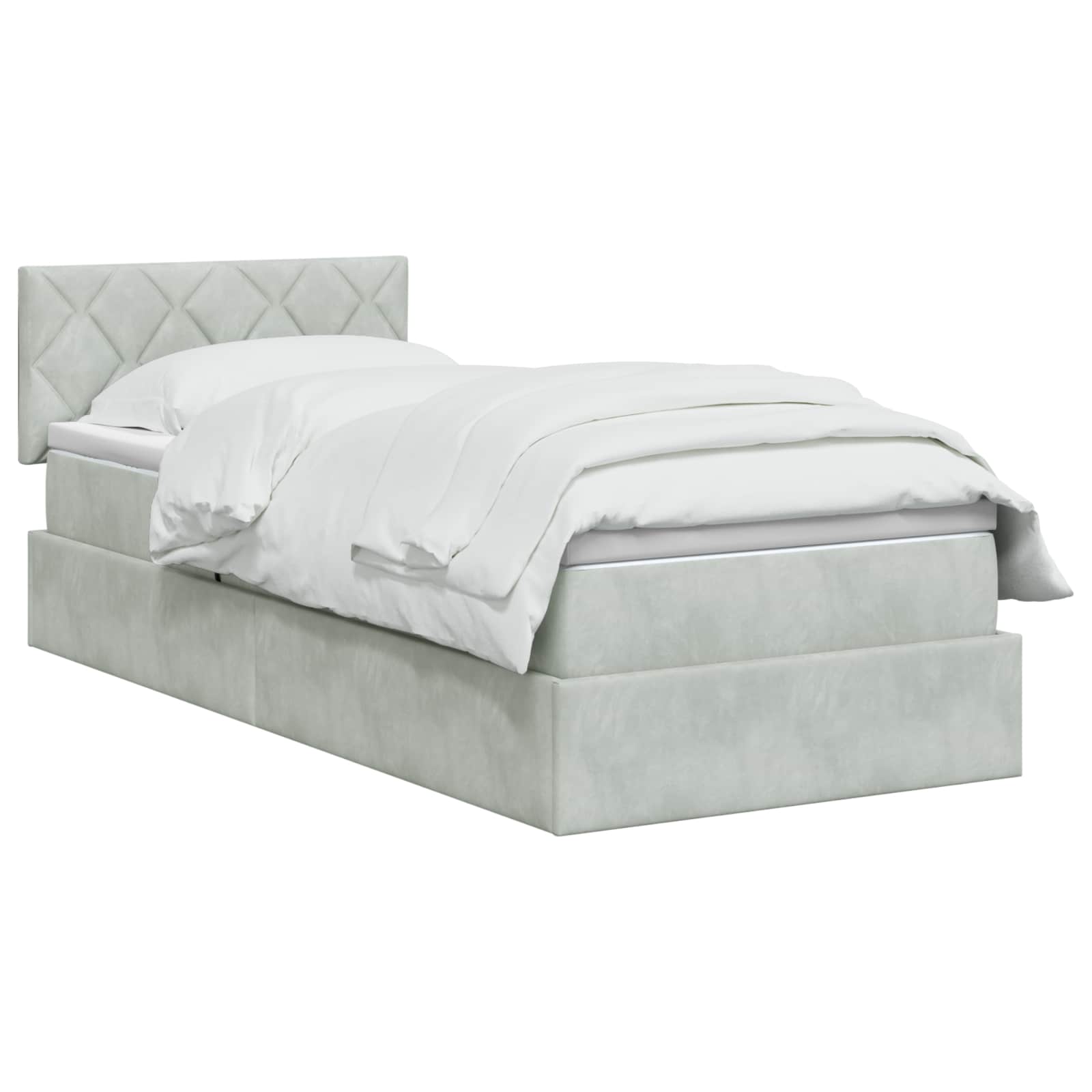 Lit de Rangement Gris clair 90 x 200 cm Velours - XIOS