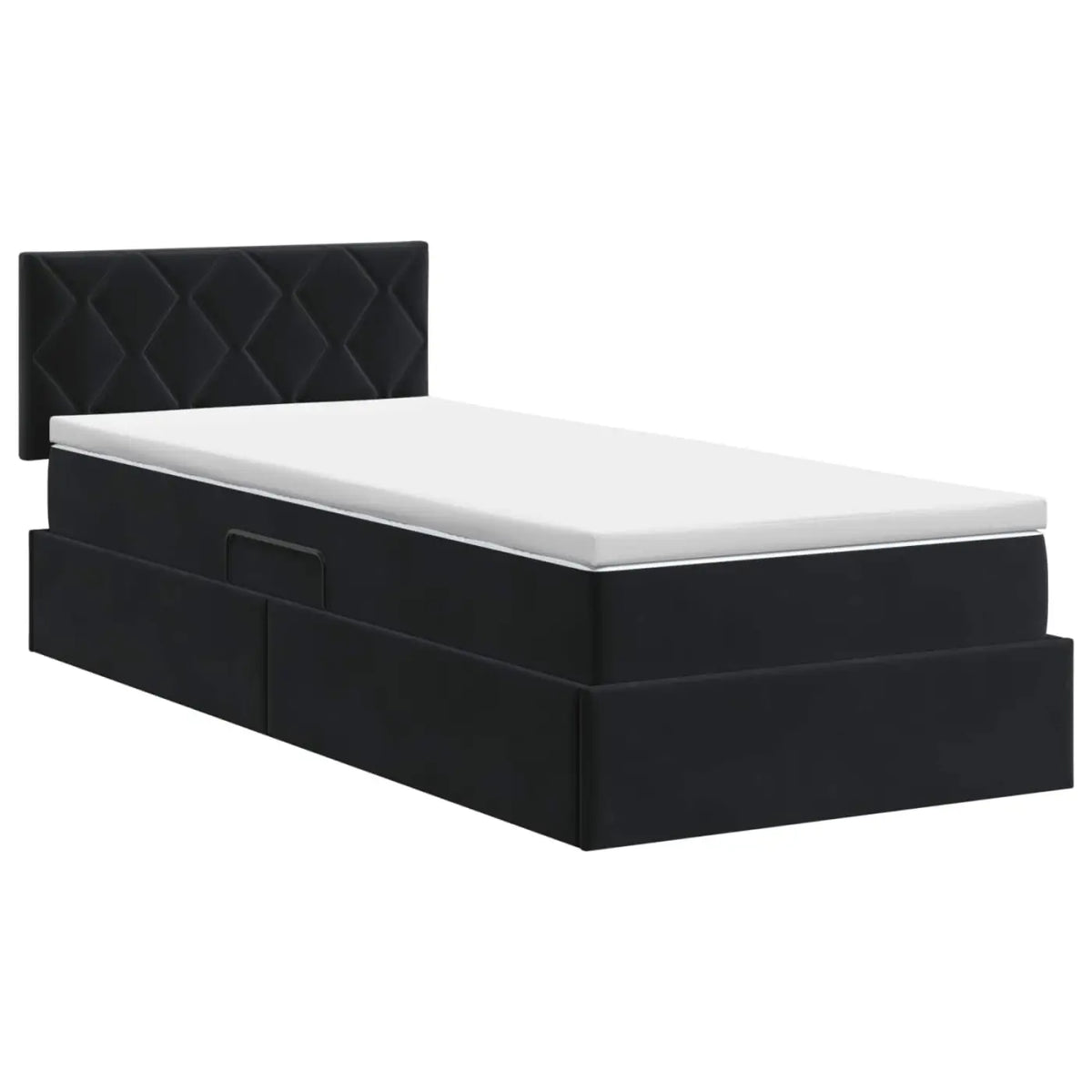 Lit de Rangement avec tête de lit Noir 90 x 200 cm Velours - XIOS