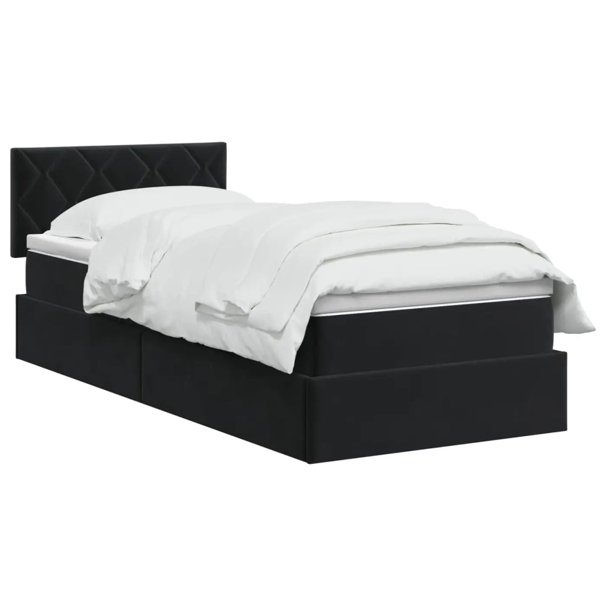 Lit de Rangement avec tête de lit Noir 100 x 200 cm Velours - XIOS