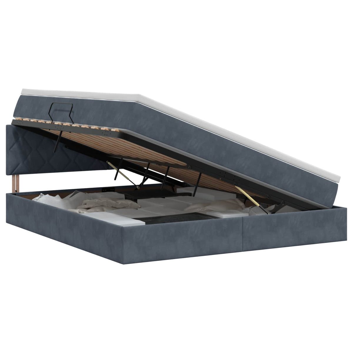 Lit de Rangement Gris foncé 160 x 200 cm Velours