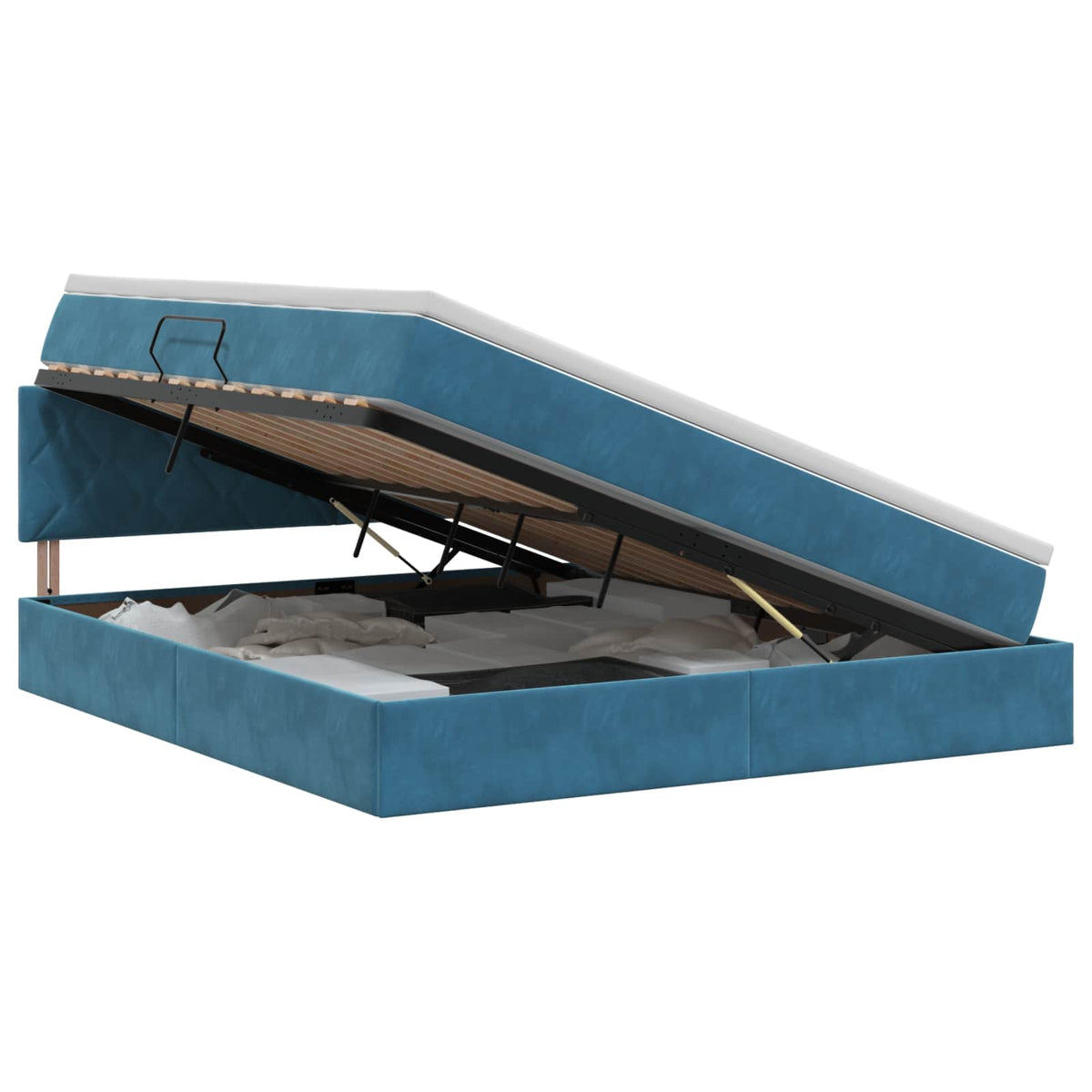 Lit de Rangement Bleu foncé 160 x 200 cm Velours