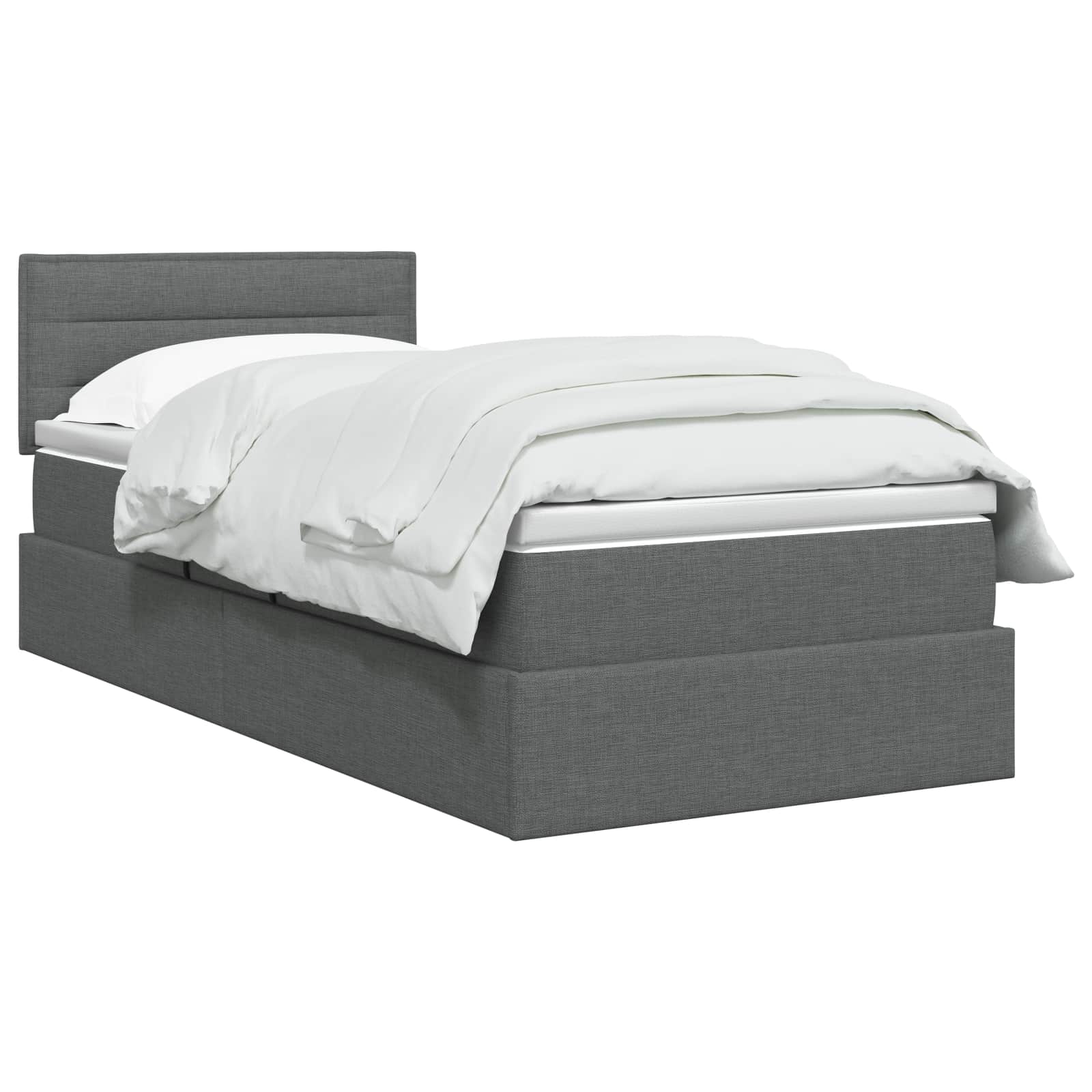 Lit de rangement LED avec matelas Gris foncé 90 x 190 cm Tissu - XIOS