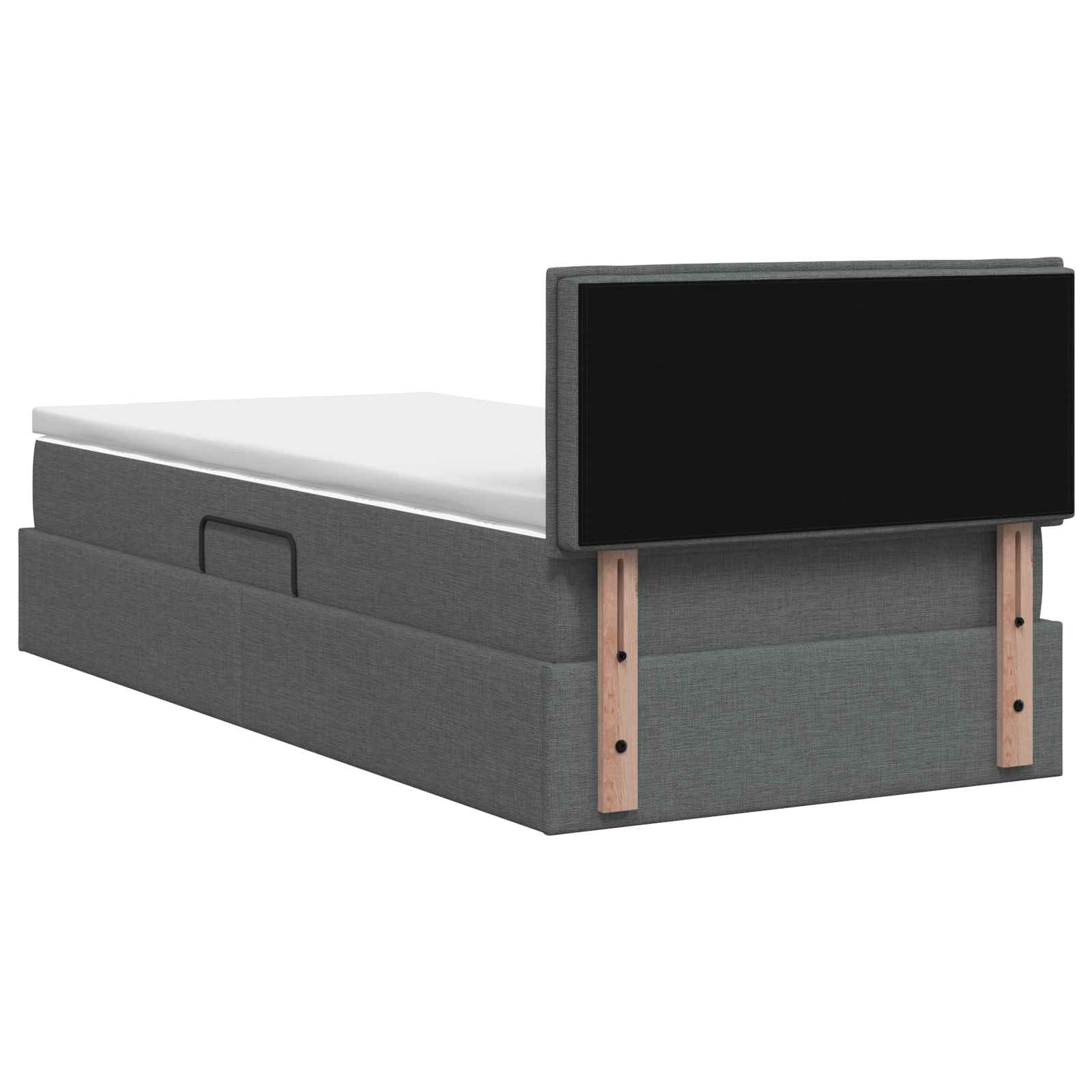 Lit de rangement LED avec matelas Gris foncé 90 x 200 cm Tissu - XIOS