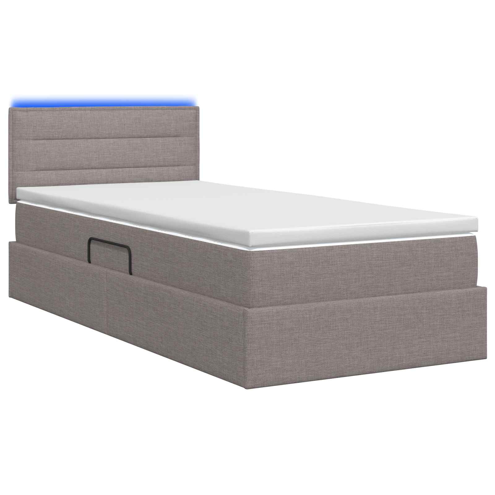 Lit de rangement LED avec matelas Taupe 90 x 200 cm Tissu - XIOS