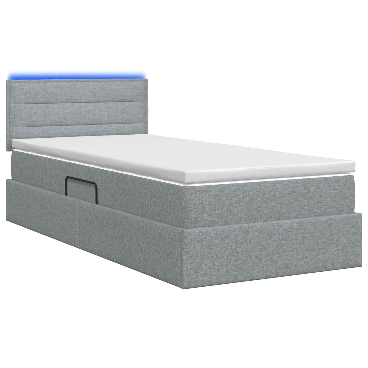 Lit de rangement LED avec matelas Gris clair 100 x 200 cm Tissu