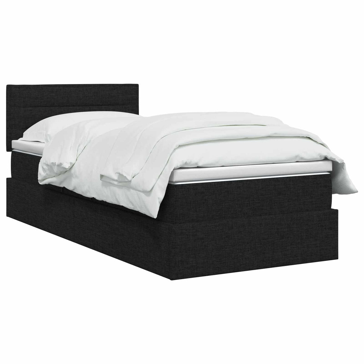 Lit de rangement LED avec matelas Noir 100 x 200 cm Tissu