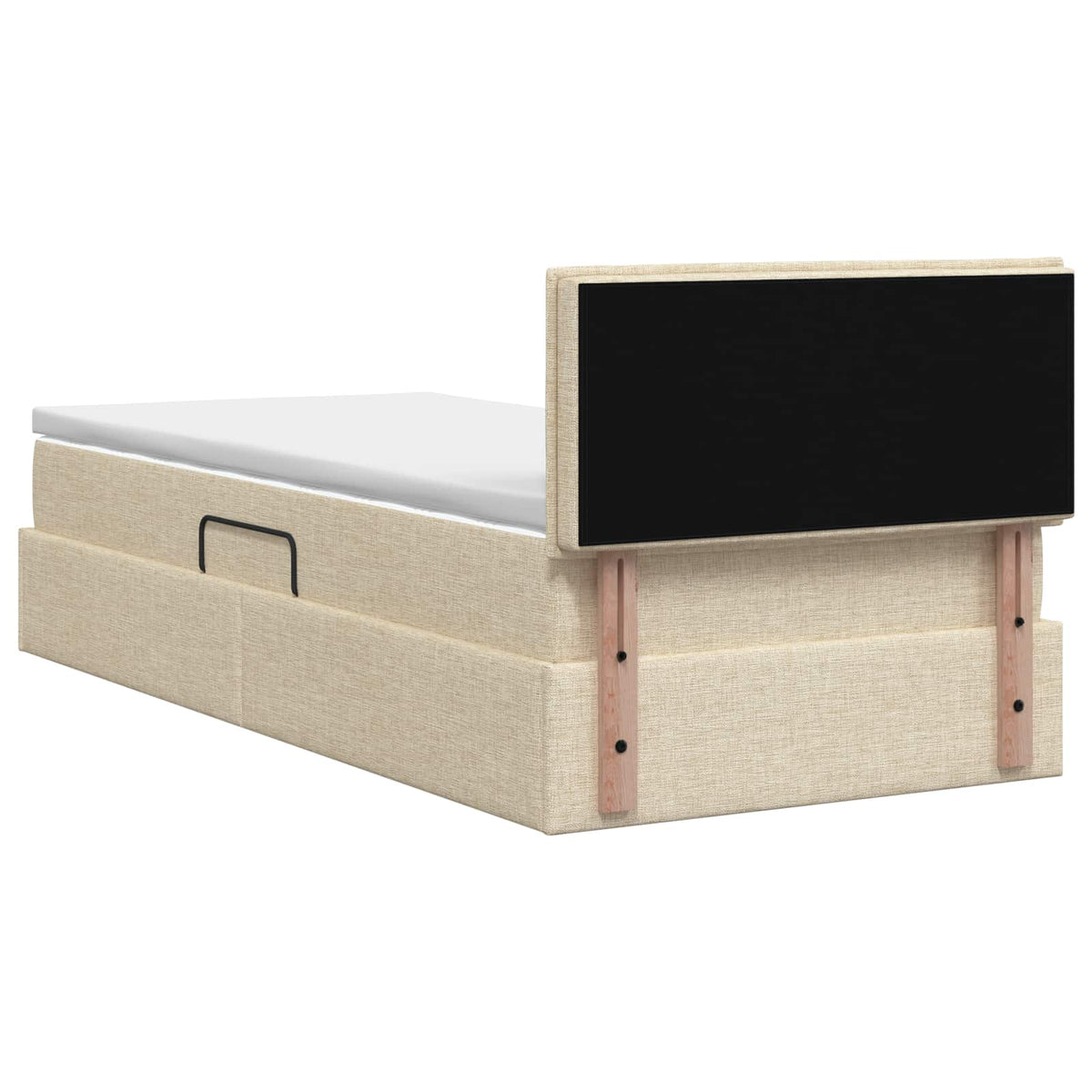 Lit de rangement LED avec matelas Crème 100 x 200 cm Tissu