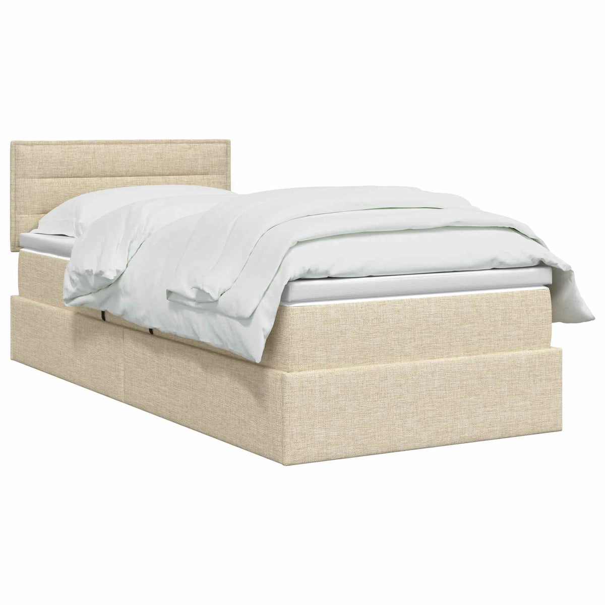 Lit de rangement LED avec matelas Crème 100 x 200 cm Tissu
