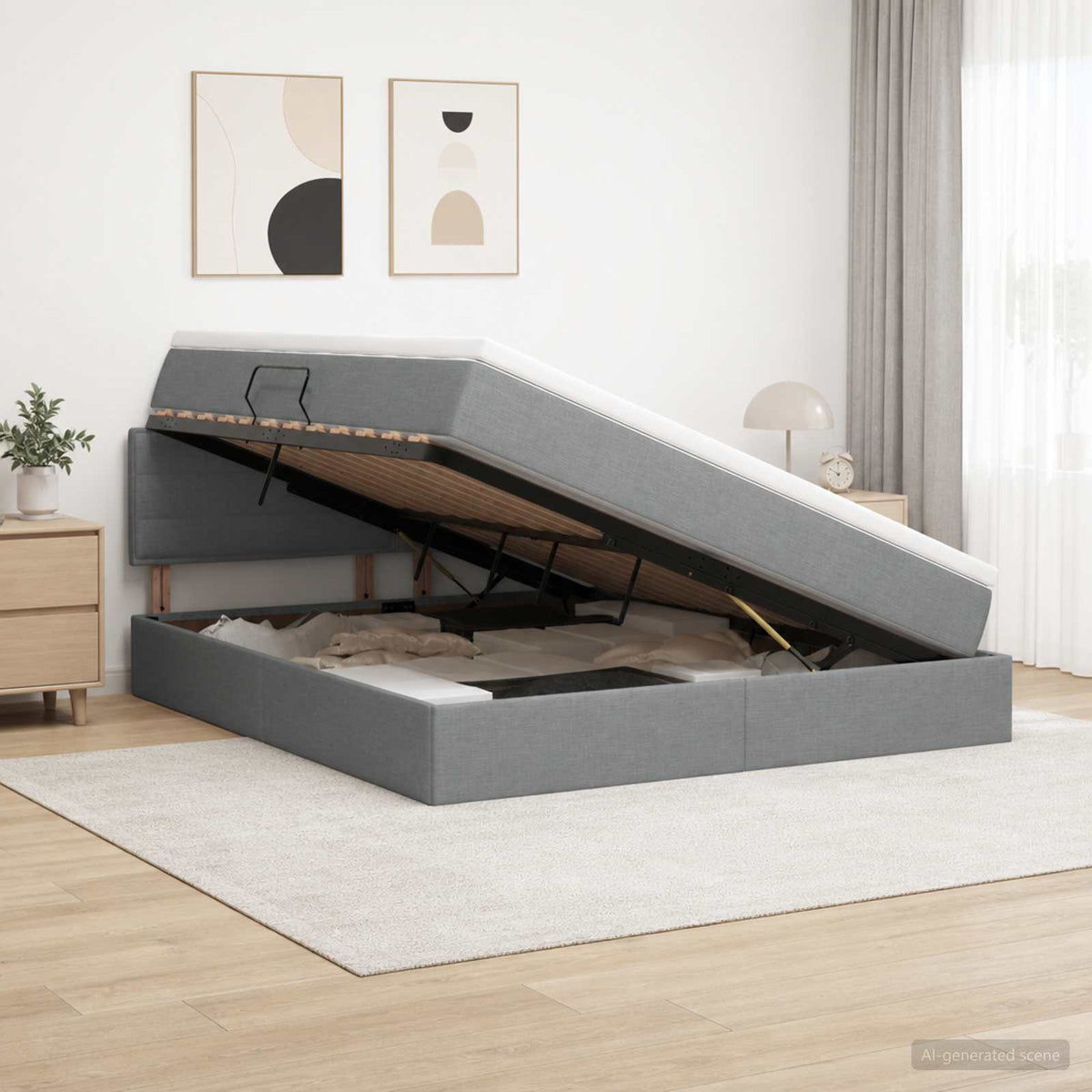 Lit avec rangement et matelas Gris foncé 140 x 200 cm Velours