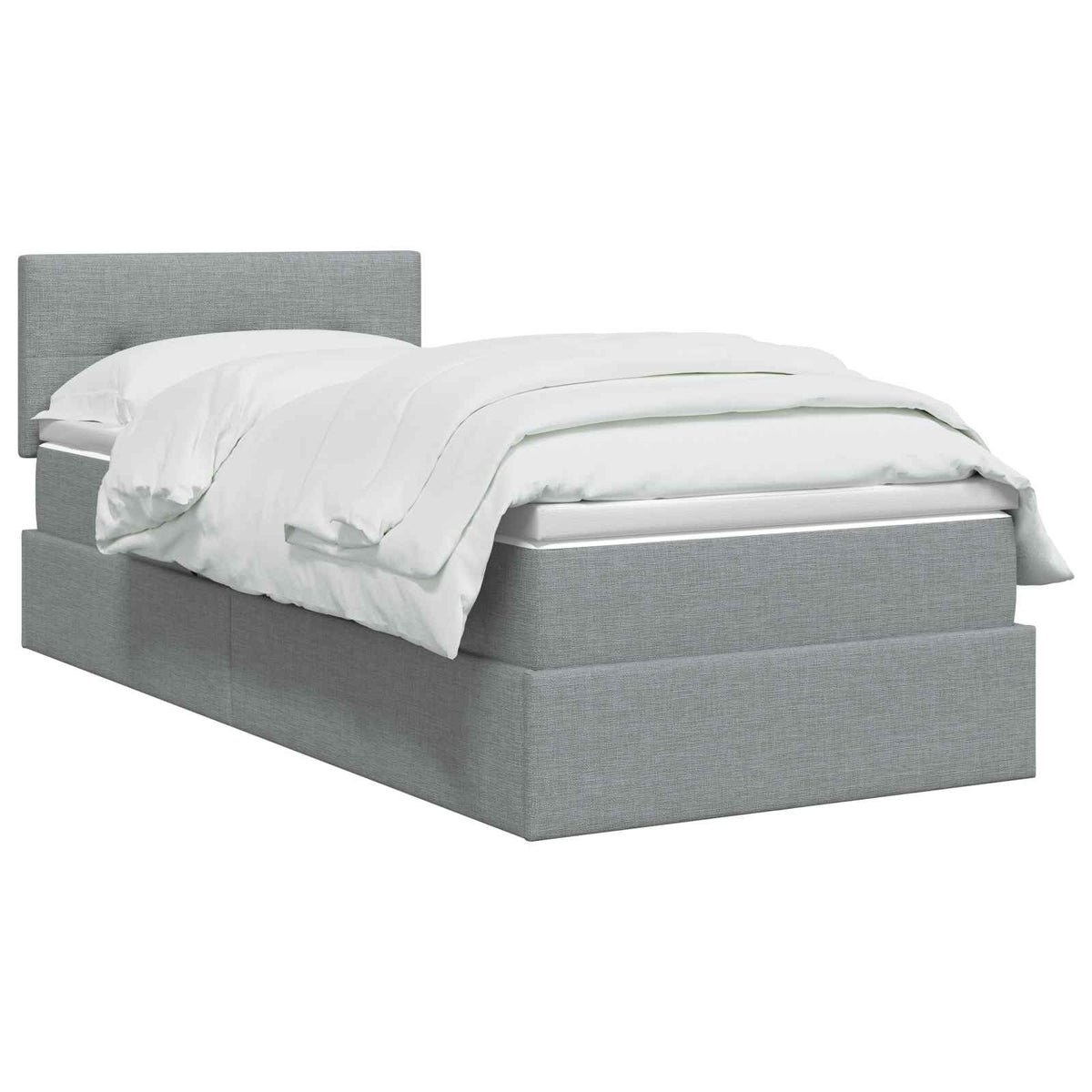 Lit de rangement LED avec matelas Gris clair 90 x 200 cm Tissu