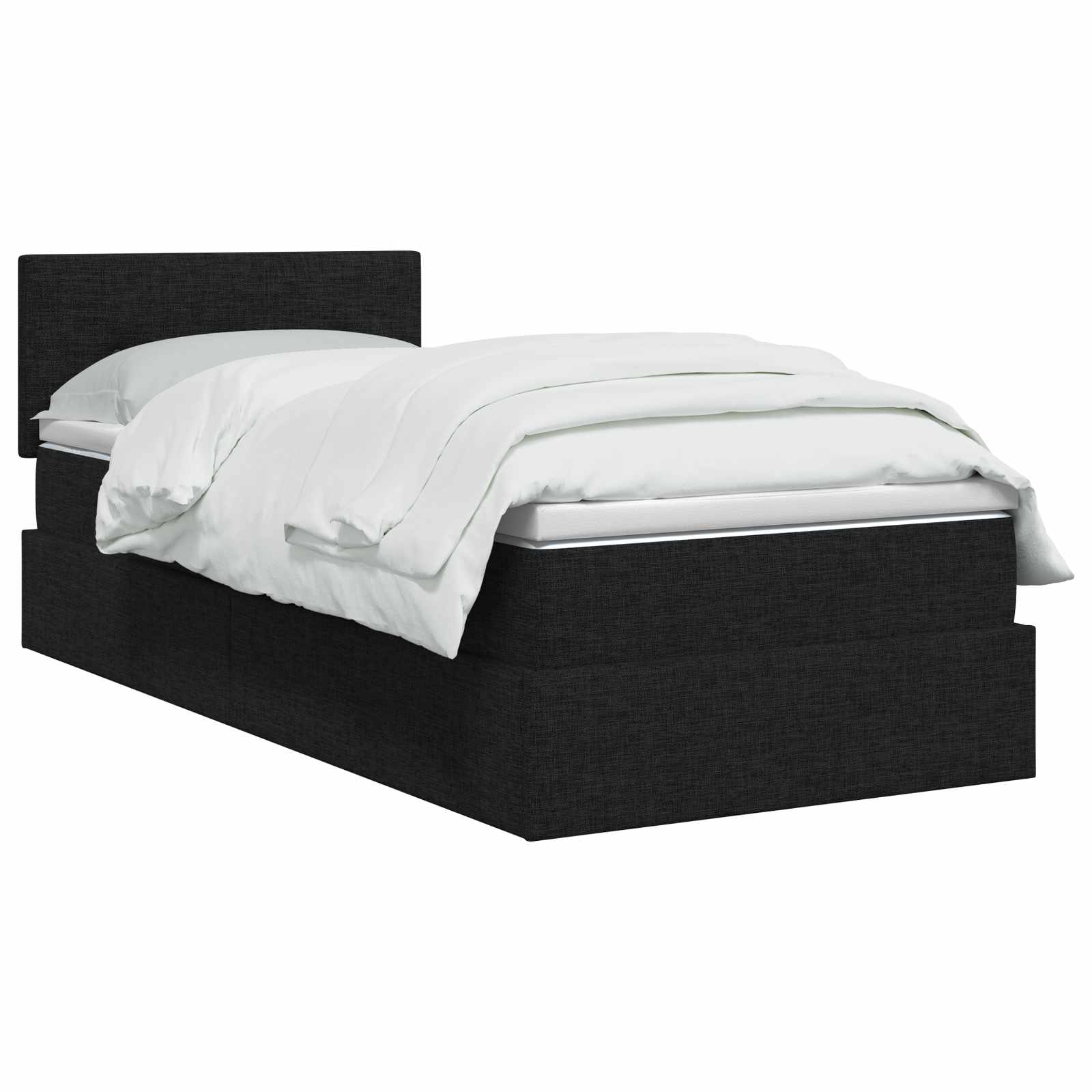 Lit de rangement LED avec matelas Noir 100 x 200 cm Tissu - XIOS